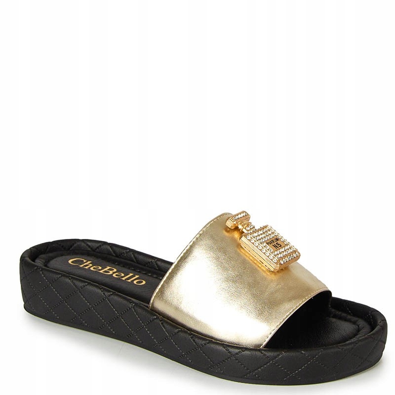 CheBello 4422 Zlaté Kožené Nazouváky S Ozdobou 38