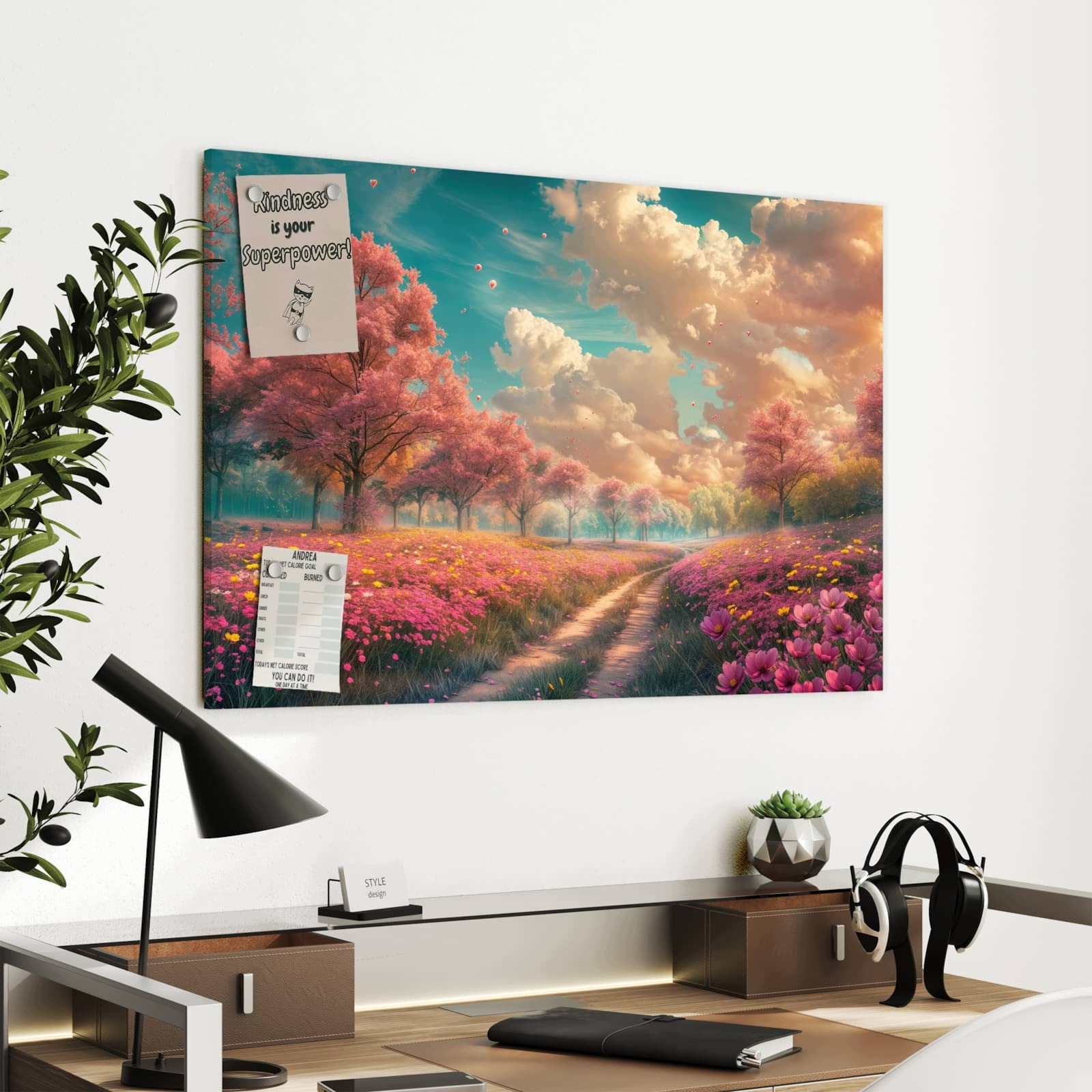 Magnetická tabule Kvetoucí Cesta 90 × 60 cm