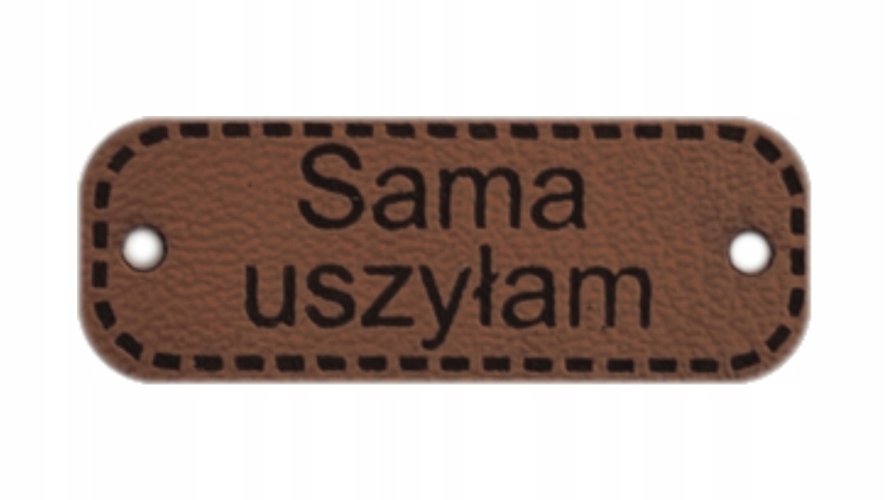 Metka naszywka Sama uszyłam ekoskóra 30x11 mm D49