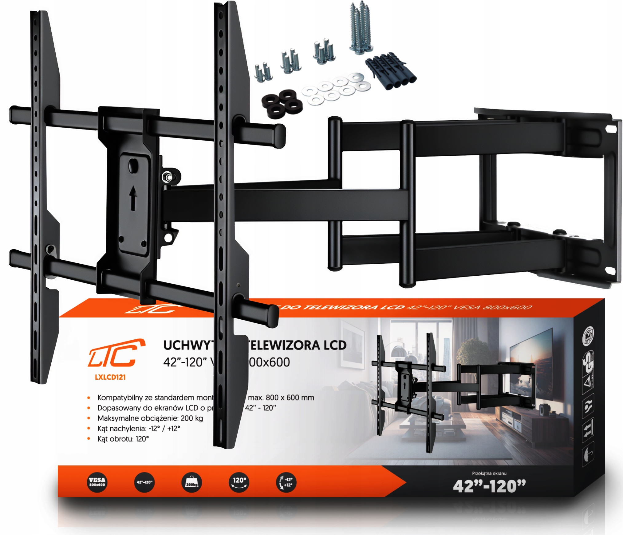 Silný Nástěnný Držák Pro LCD Tv 42-120 Palců Dlouhé Rameno Nastavitelné