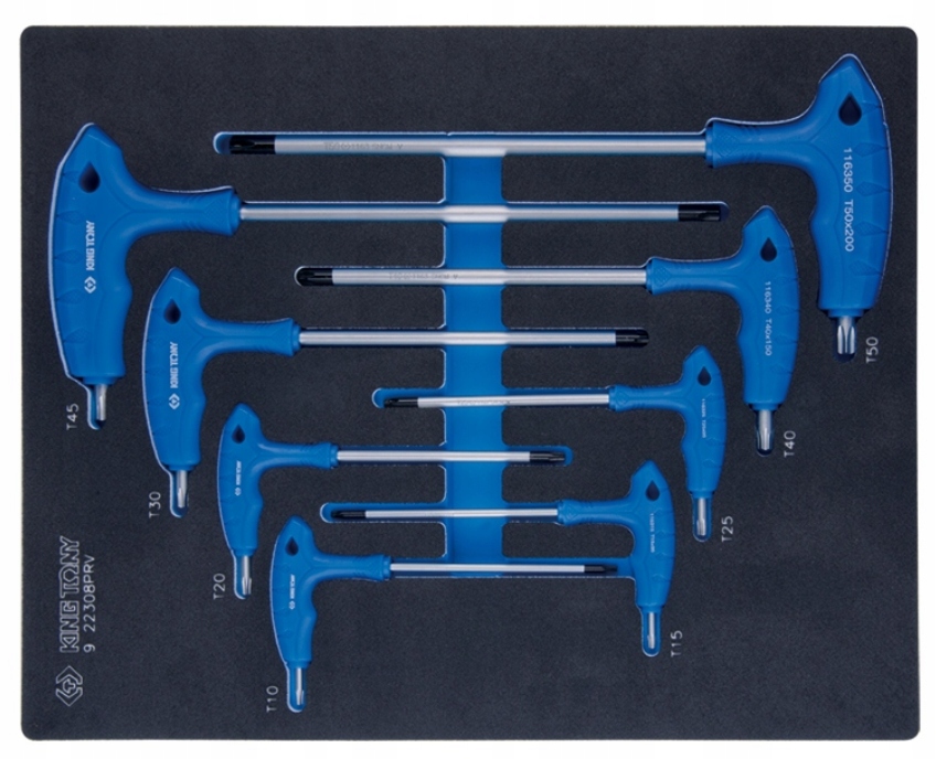 Kľúče Imbusy Rúčka 8ks Torx S Otvorom T10-T50 King Tony Vložka 9-22308PRV