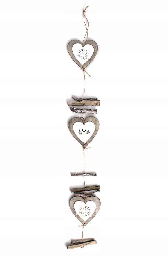 

Drewniana Zawieszka Shabby Chic Serca 10x80h cm
