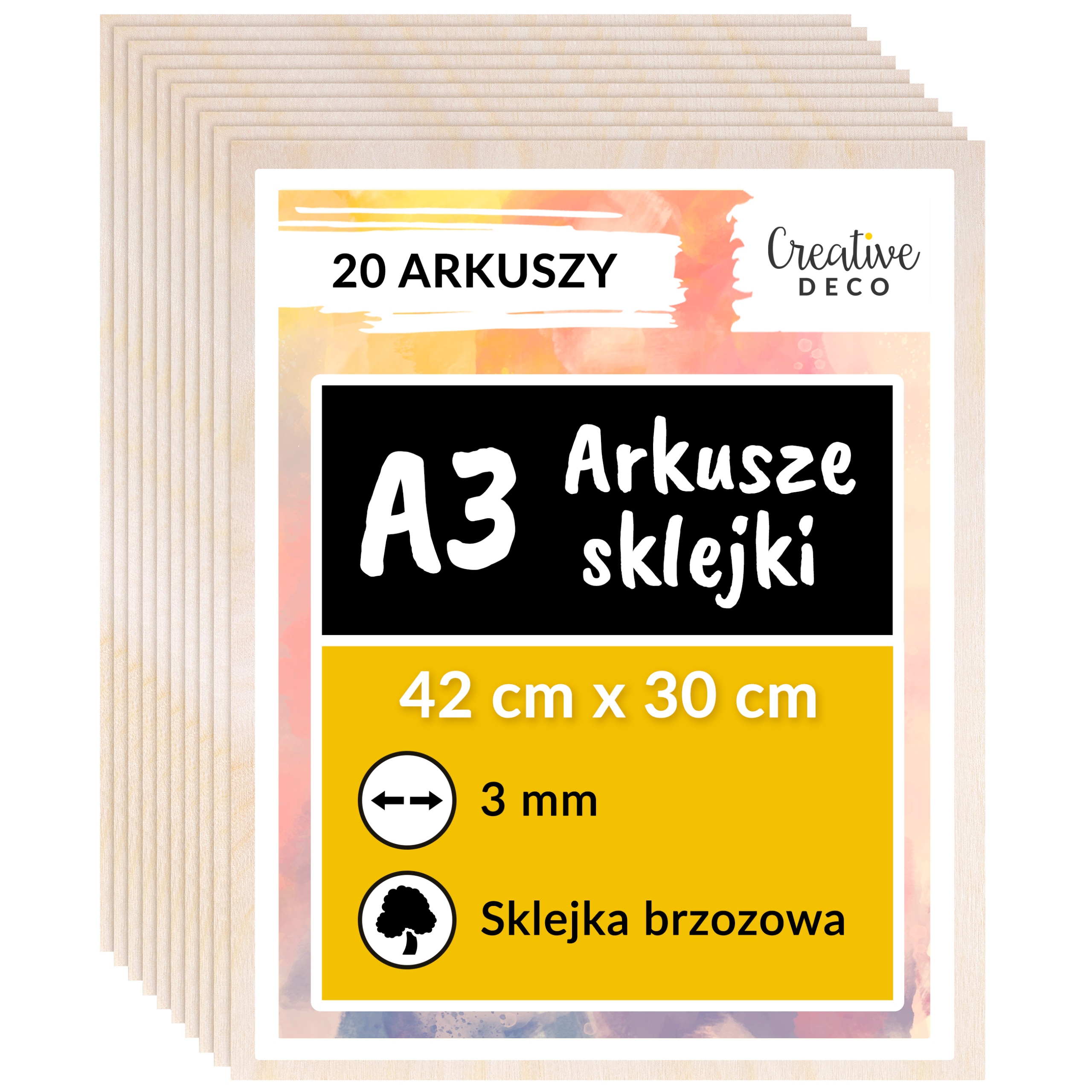 Překližková deska pro laserové řezání a gravírování dekorací 3 mm A3 x 20 kusů