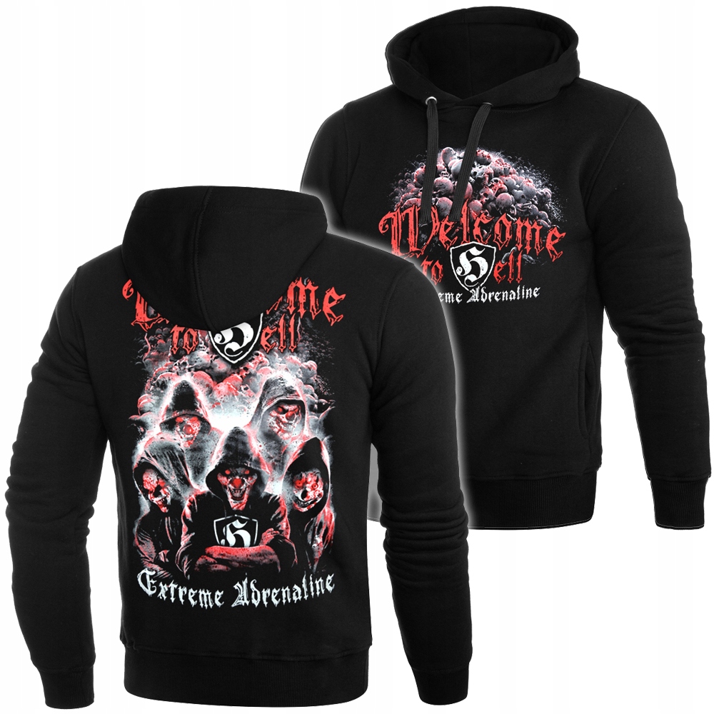 Mikina s kapucí Extreme Adrenaline „Welcome to Hell“ – černá vel. 3Xl