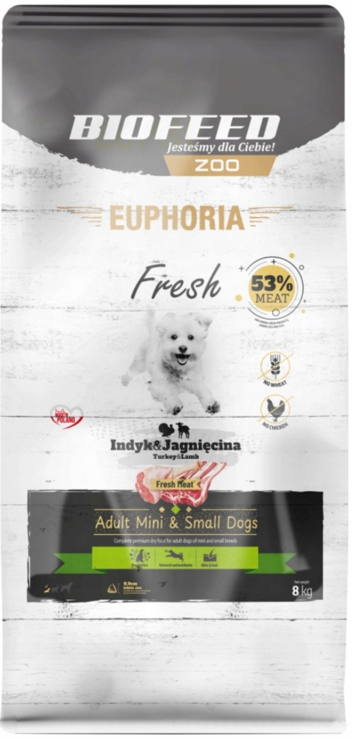Euphoria Fresh Meat Karma dla psów małych ras Indyk z Jagnięciną Xs/s 8kg
