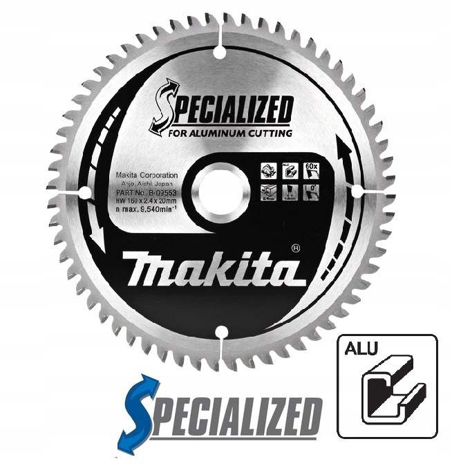 

Tarcza tnąca do profil Aluminium 160x20 60Z Makita