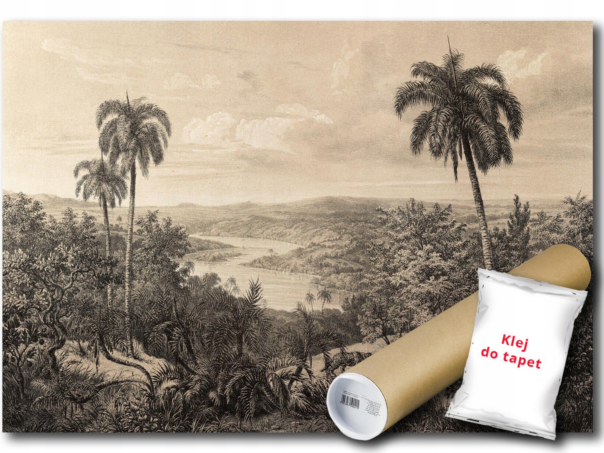 Vinylová Fototapeta Retro Krajina Sépie 416x290