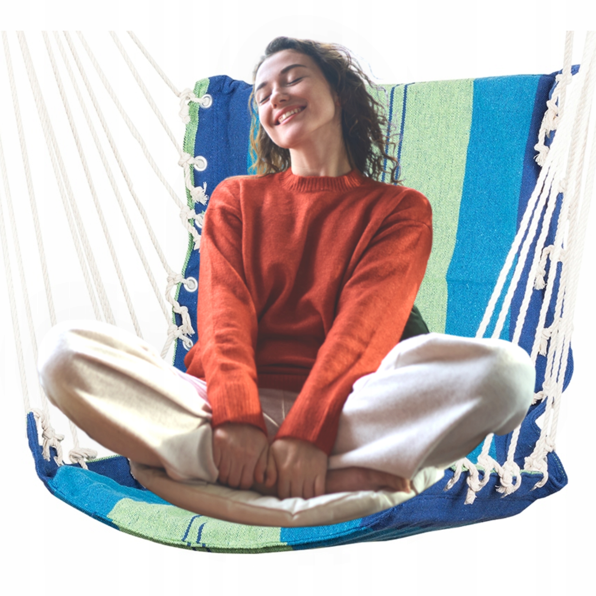 Zahradní Houpací Síť Brazilské Křeslo Houpačka Závěsné Křeslo Tkanina Pruhy