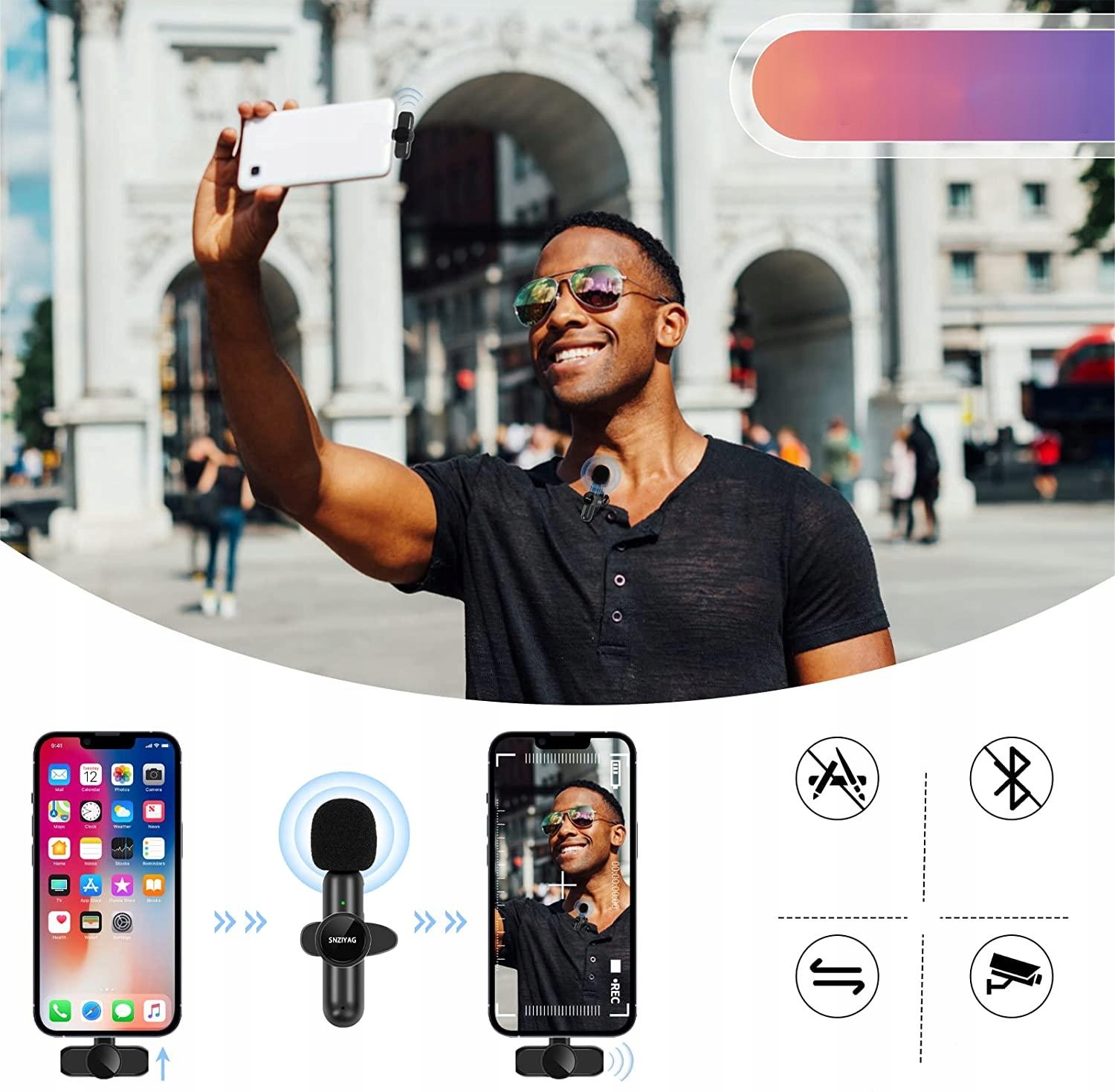 BEZPRZEWODOWY 2X MIKROFON KRAWATOWY DLA IOS IPHONE Rodzaj dynamiczny