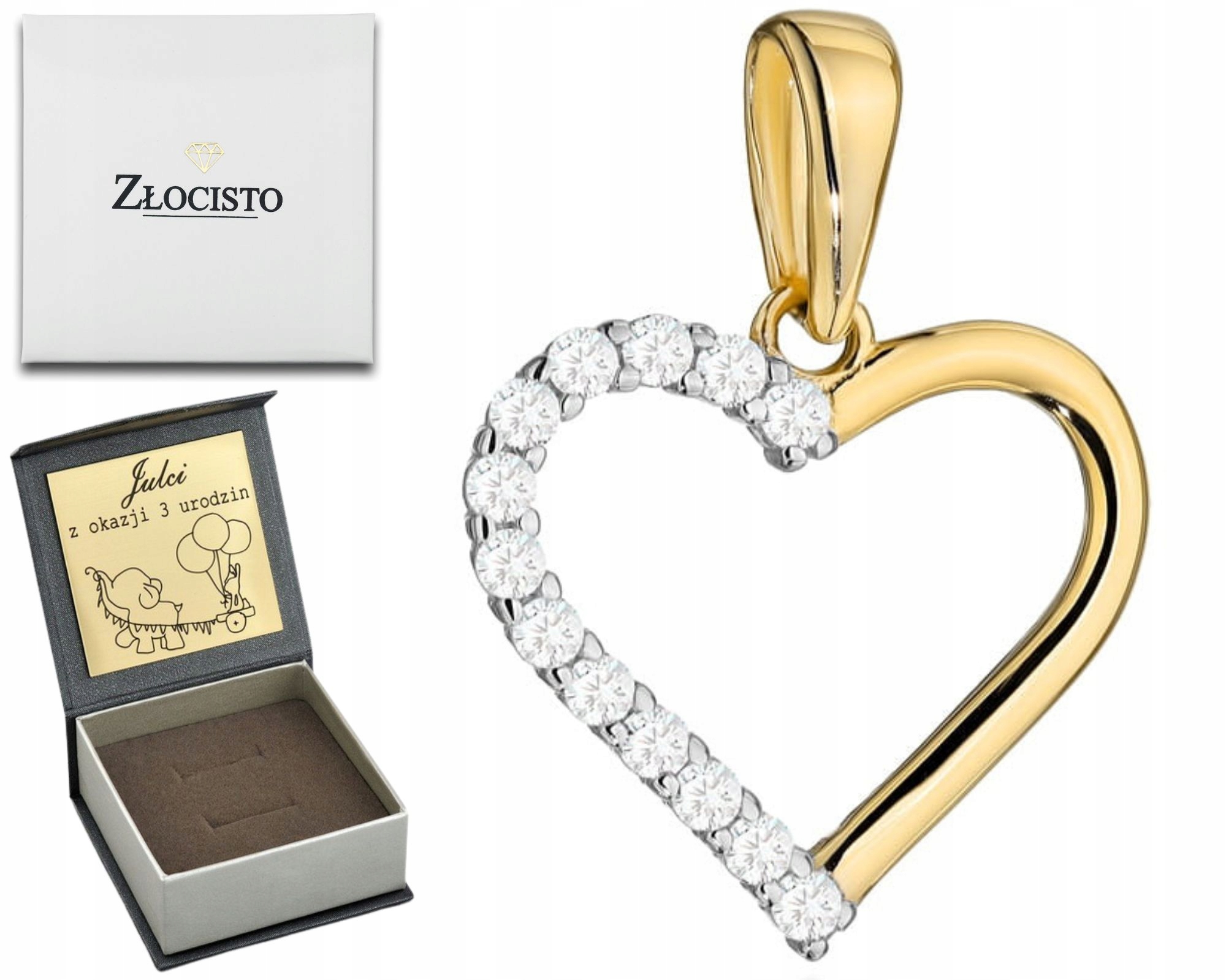 Zlatý Přívěsek Srdce Osázené Zirkony Zlato 585 Ryzost Dárek Gravírování