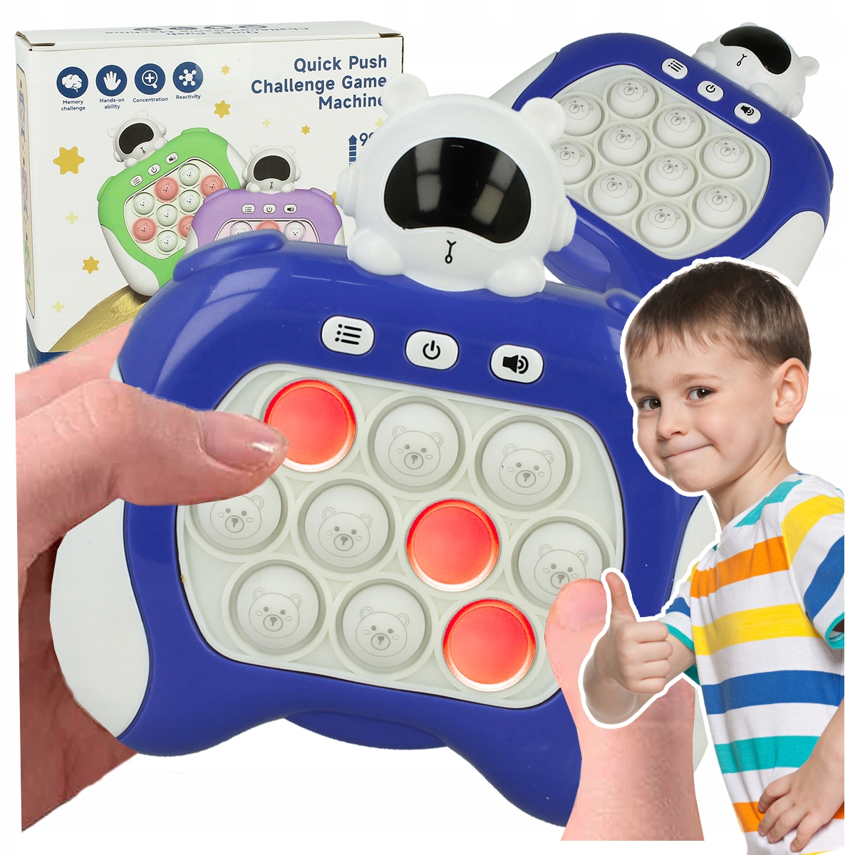 GRA ZRĘCZNOŚCIOWA POP IT POPIT ELEKTRYCZNA ANTYSTRESOWA LED DŹWIĘKI KOSMOS Stan opakowania oryginalne