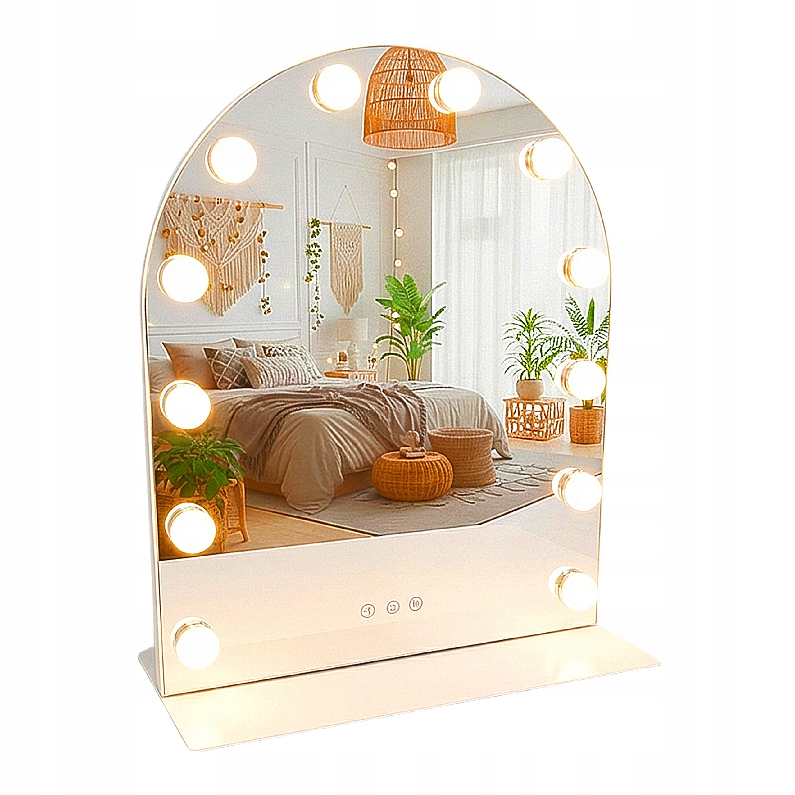 Led Zrkadlo Na Make-up Hollywood Toaletka 3 Farby Dotykové Usb 40x50 Oblúk