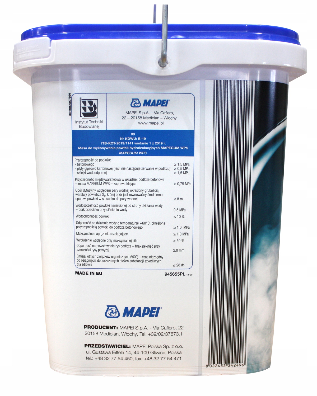 Hydroizolacja Płynna folia MAPEI Mapegum WPS 10kg Waga 10 kg