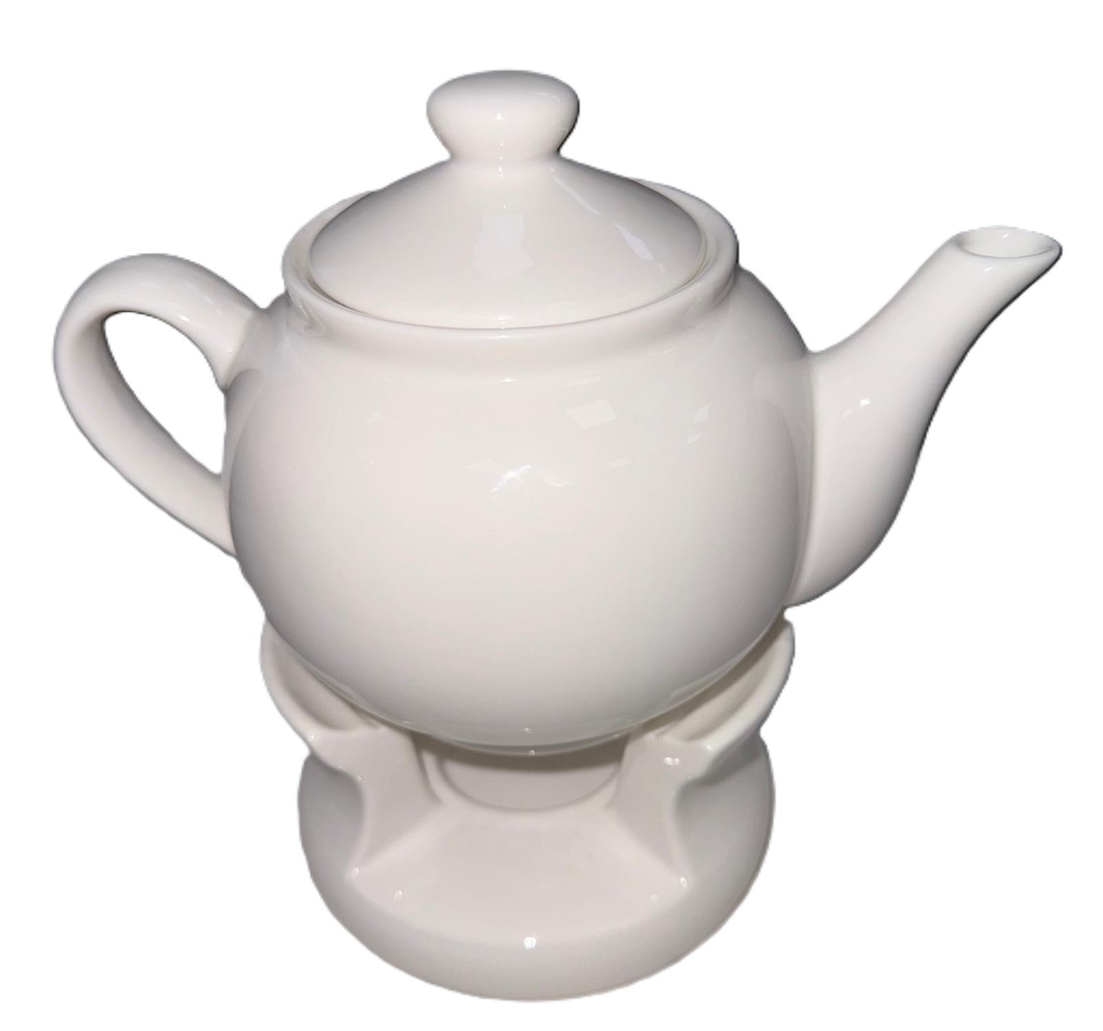 Porcelánový hrnek s ohřívačem na konvici, bílý, 950 ml