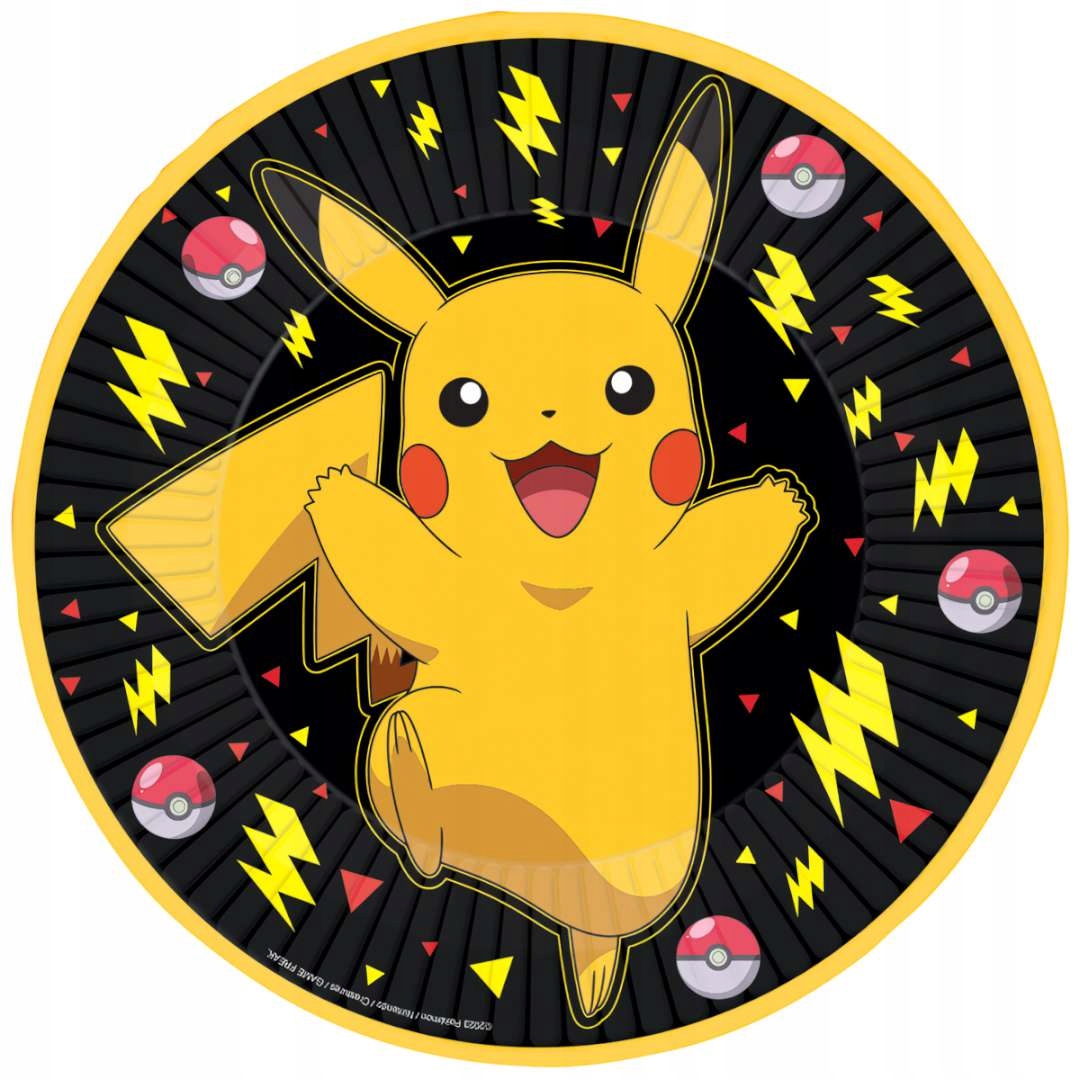 Talerzyki papierowe okrągłe talerze Pokemon Pikachu 8szt
