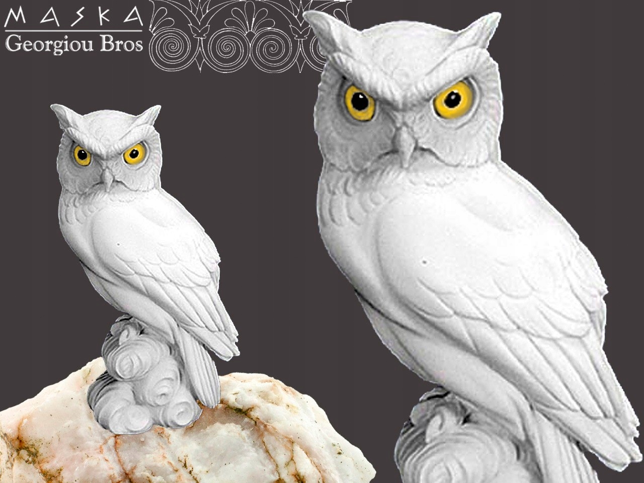 Sova – symbol Atény – grécky alabaster