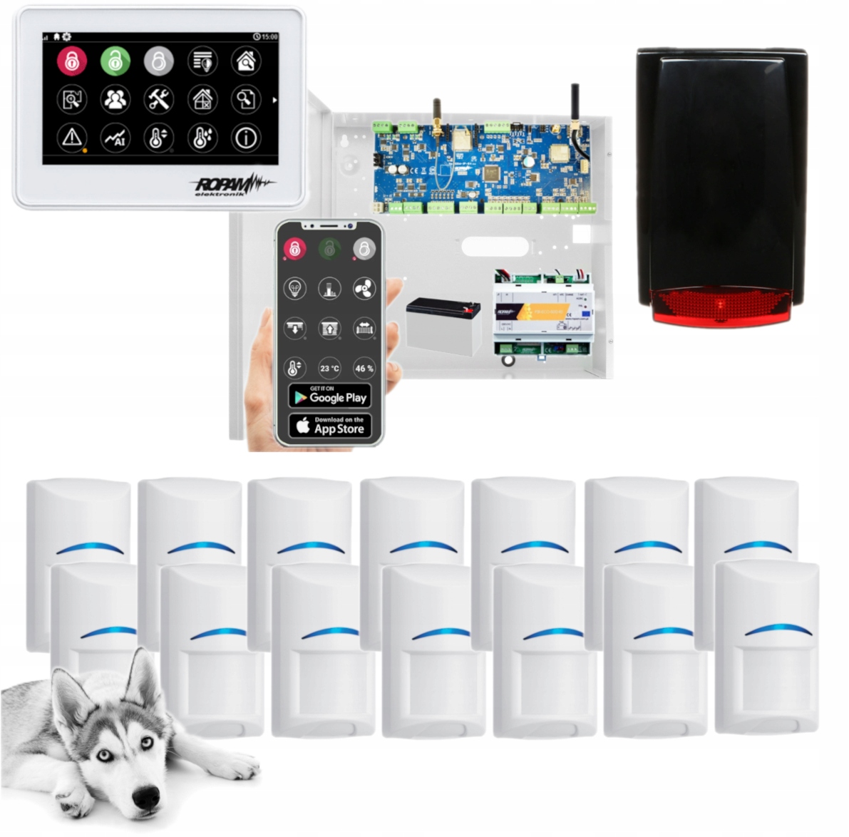 Ropam NeoLTE Alarm Set Wifi App 14BOSCH Pet Syrena