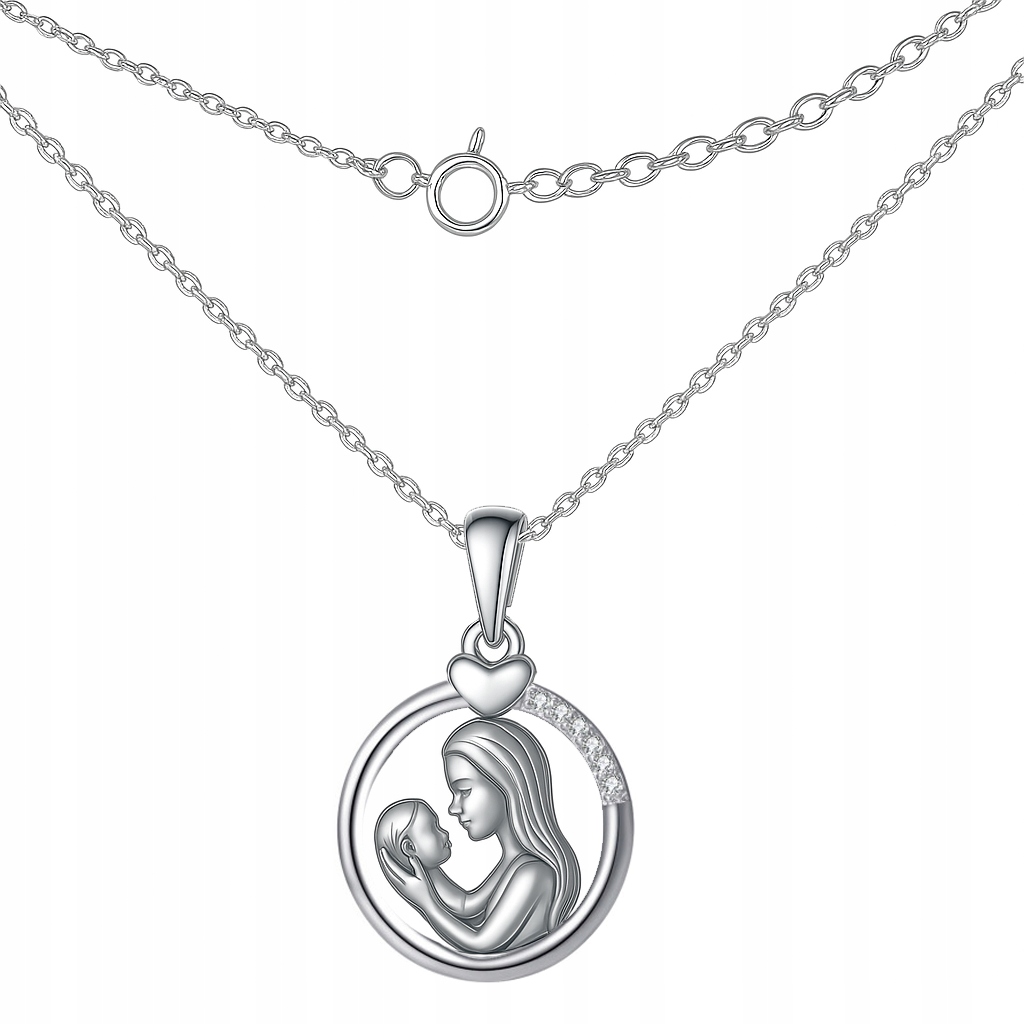 Stříbrný Náhrdelník Řetízek Dámský Matka Dítě Láska