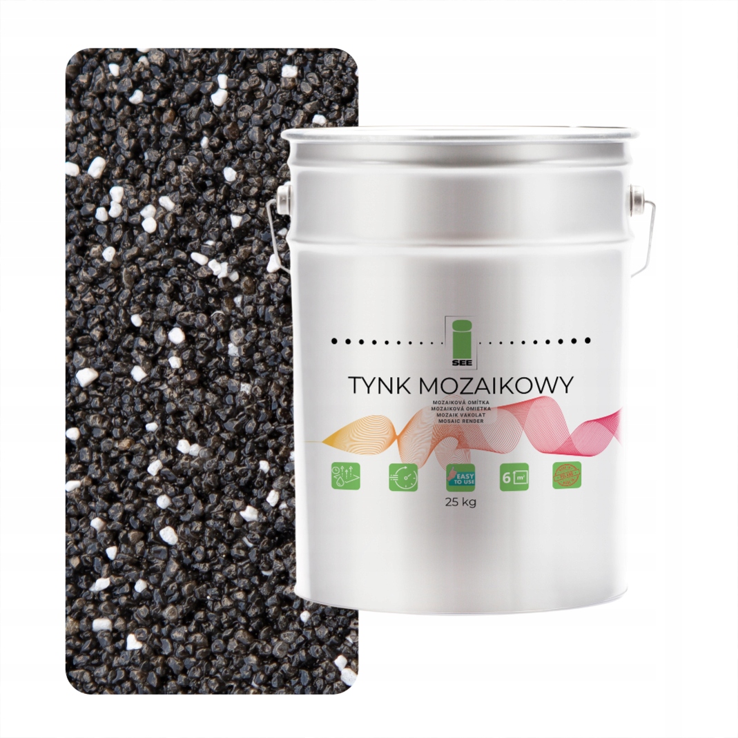Mozaiková Omietka Čierna S Bielym Marmolitom Klasa 1 Mozaika 25 Kg Poľský