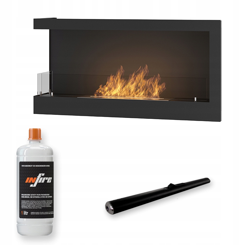 Biokrb na zabudovanie rohový ľavý 90 cm Corner L 900 s sklami Simplefire