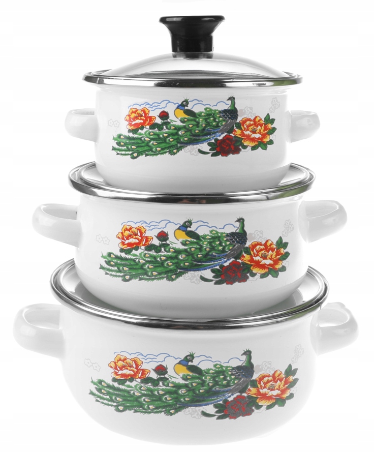 

Garnki Emaliowane 6 el Zestaw Komplet Emalia 7024