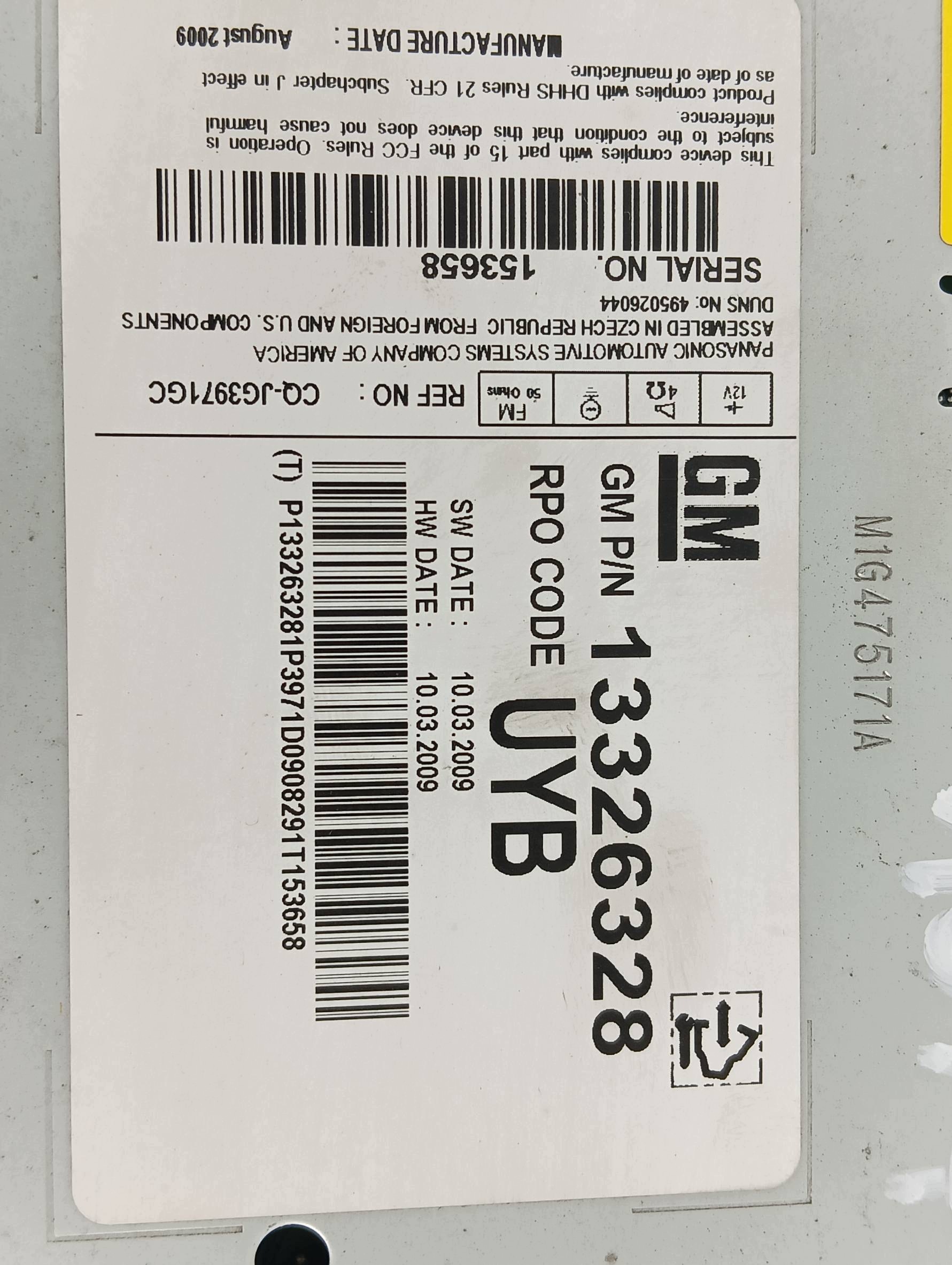 RADIO 13326328 Opel Insignia e (2008-2017 ) A