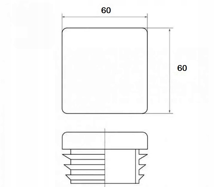 ZAŚLEPKI PLASTIKOWE DO PROFILI 60X60 ANTRACYT X10 Kolor czarny