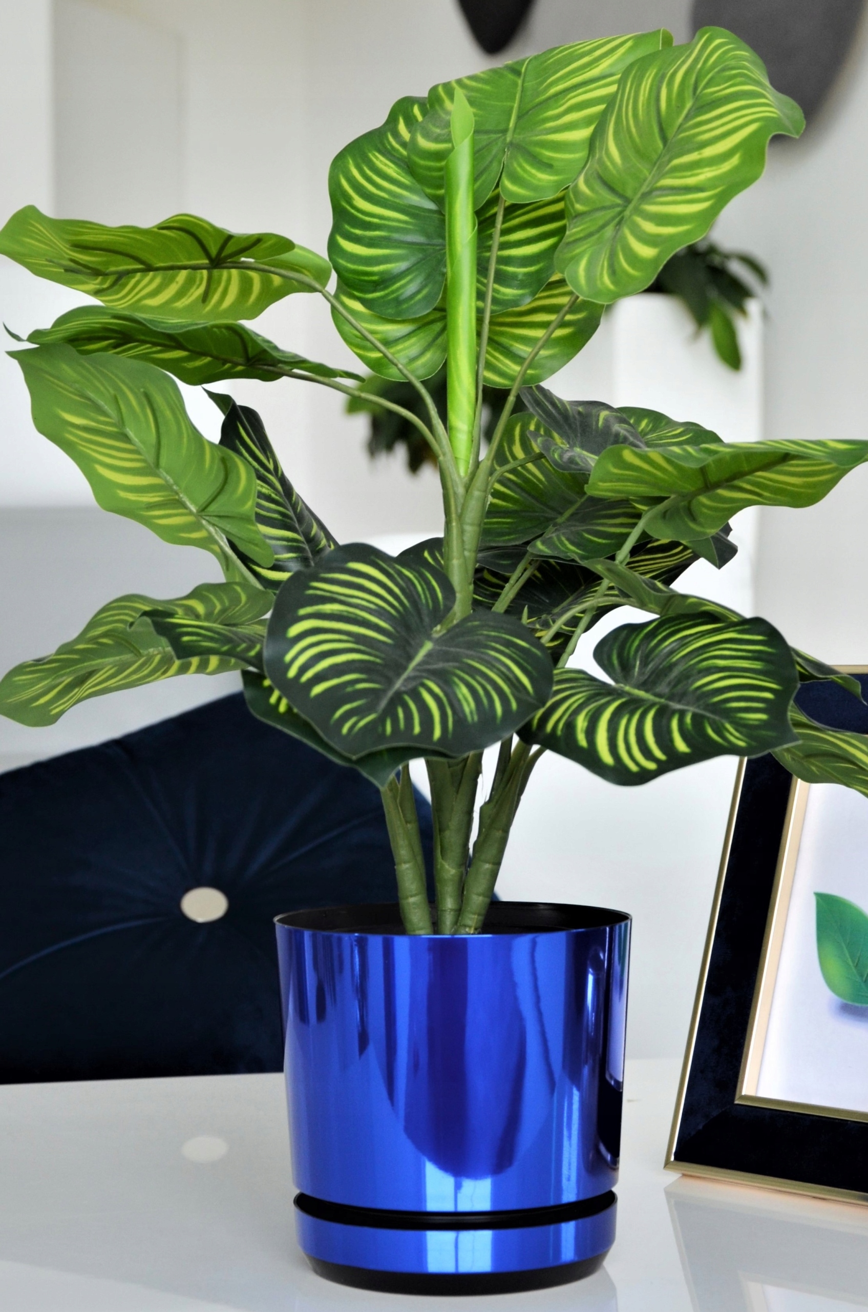 14 Ciemnoniebieska Doniczka Niebieska błyszcząca