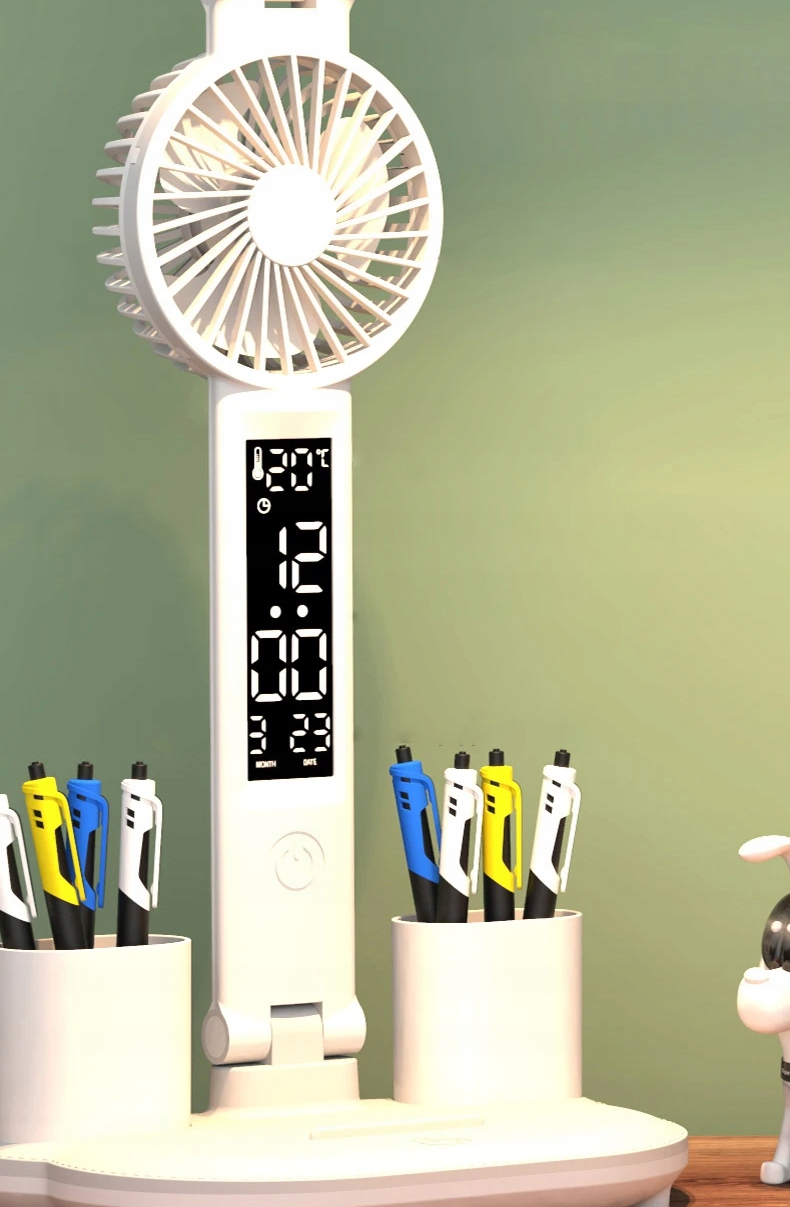 MOCNA LAMPKA BIURKOWA 2-RAMIONA 3BARWY ORGANIZER TERMOMETR ZEGAR WENTYLATOR Rodzaj gwintu zintegrowane źródło LED