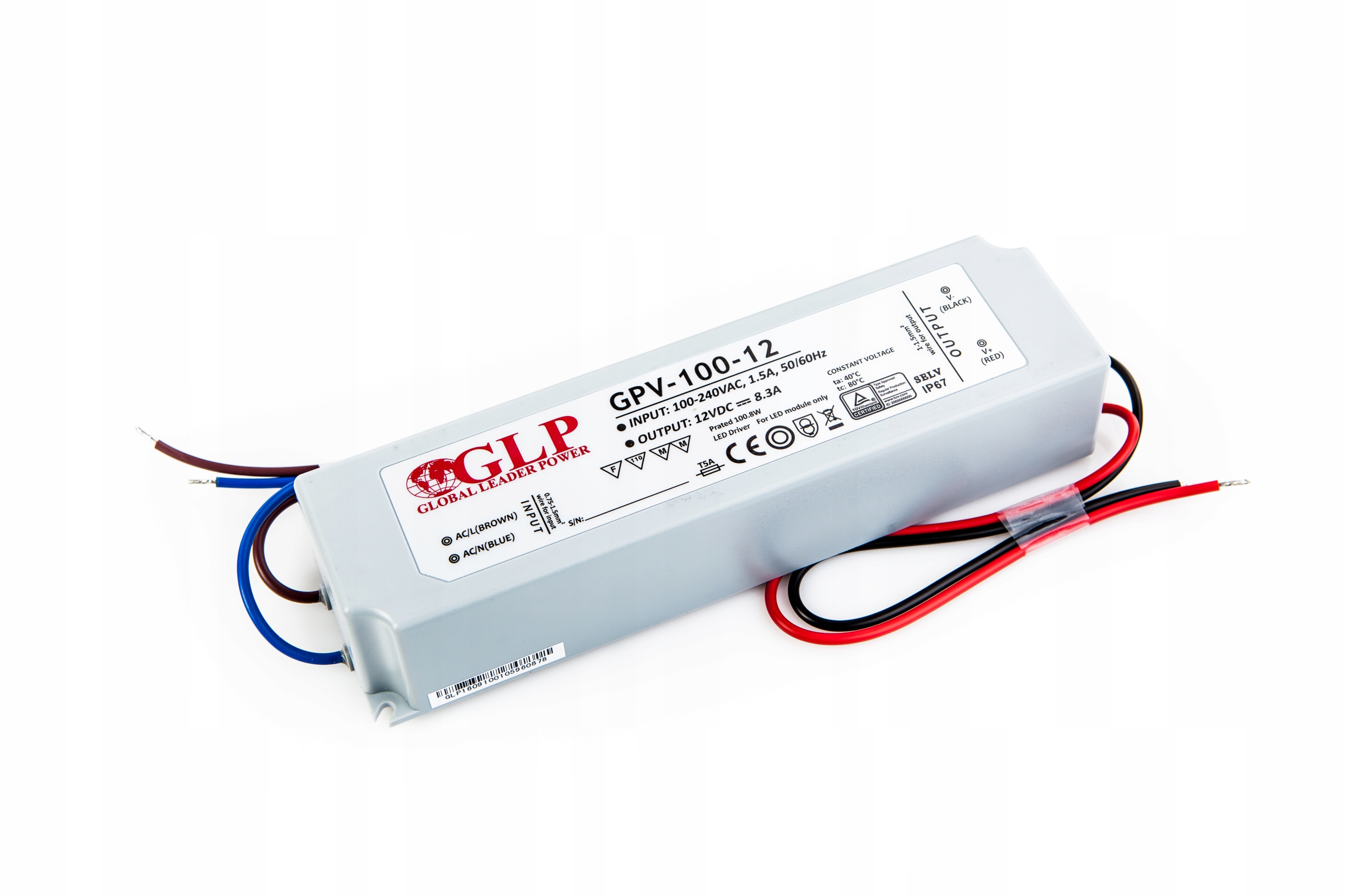 Zasilacz Led Glp wodoodporny IP67 12V 100W