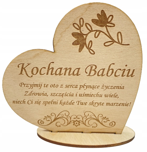 

Statuetka z drewna na dzień Babci Serce