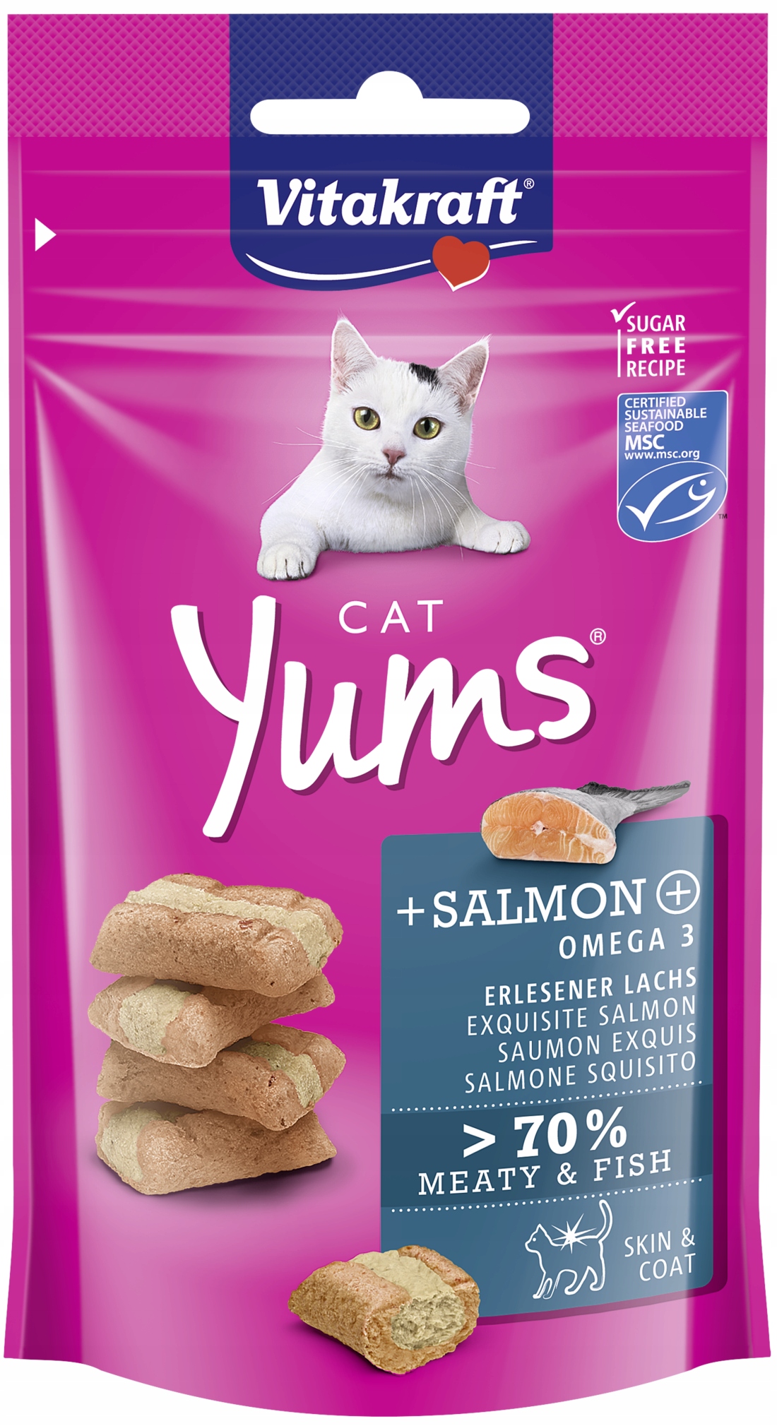 Levně 8X Vitakraft Cat Yums losos 40 g