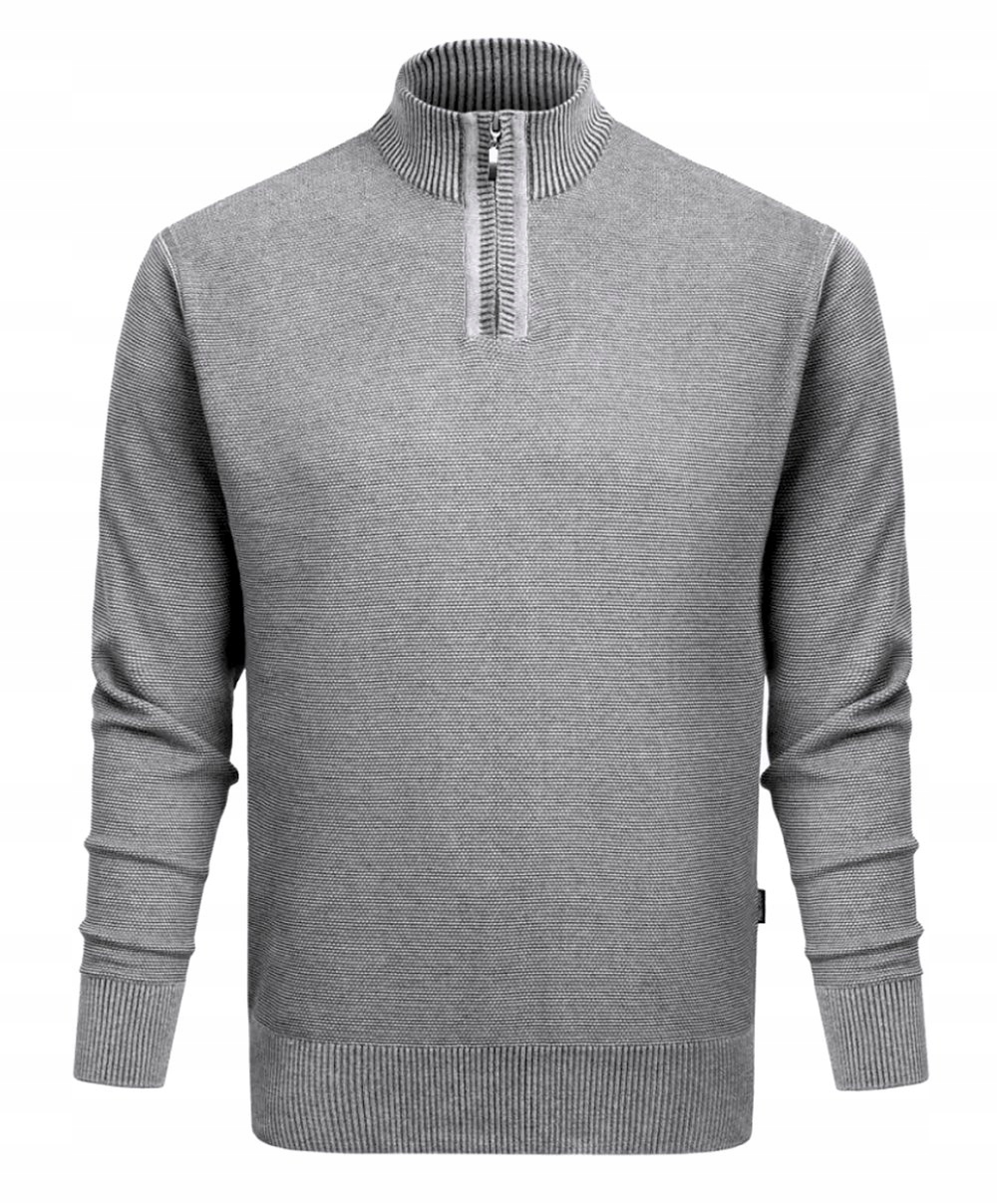 Vlněný svetr s vysokým výstřihem na zip Pako Jeans popelavý L