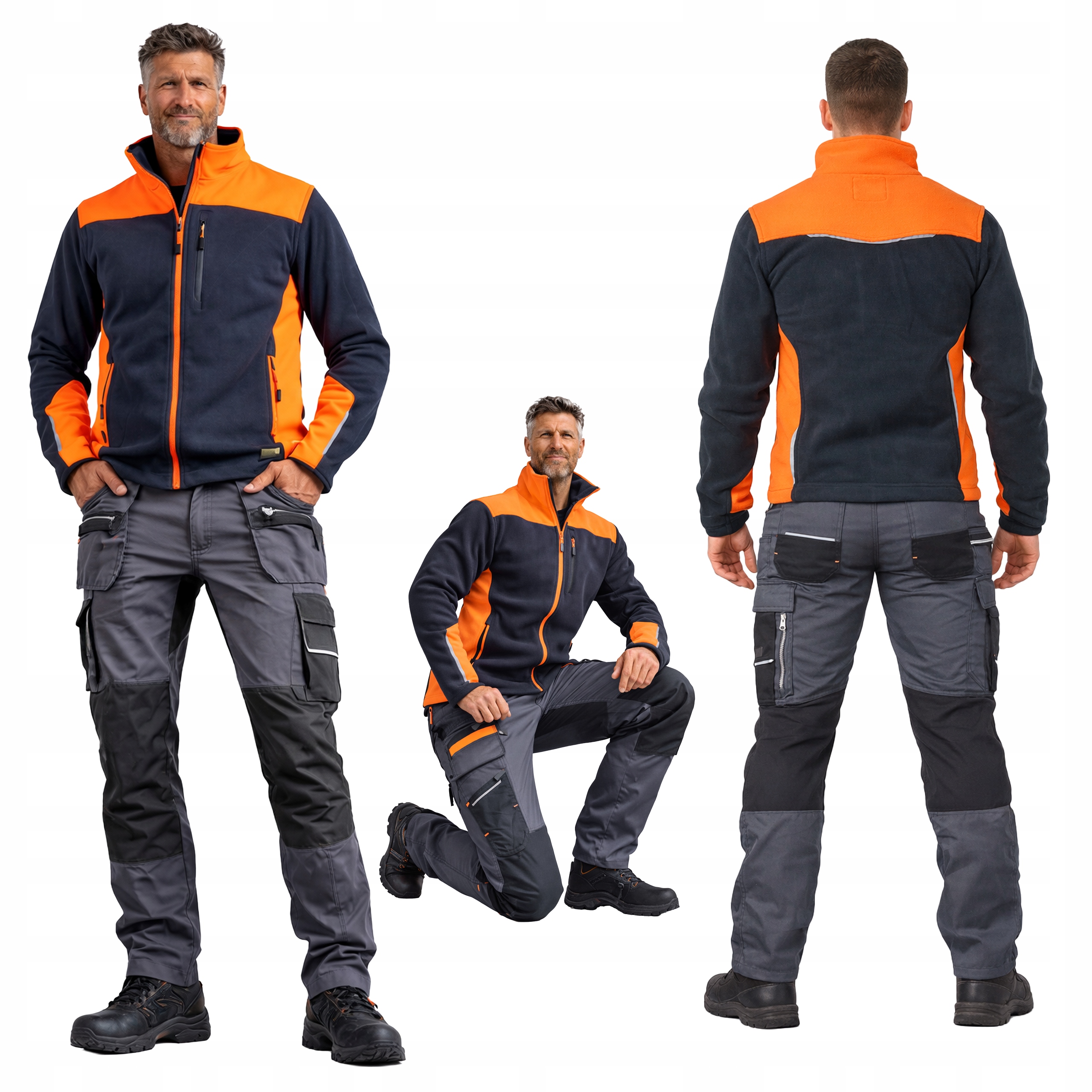 Spodnie robocze męskie Mocne Monterskie Elastyczne Ciepły Polar Roboczy