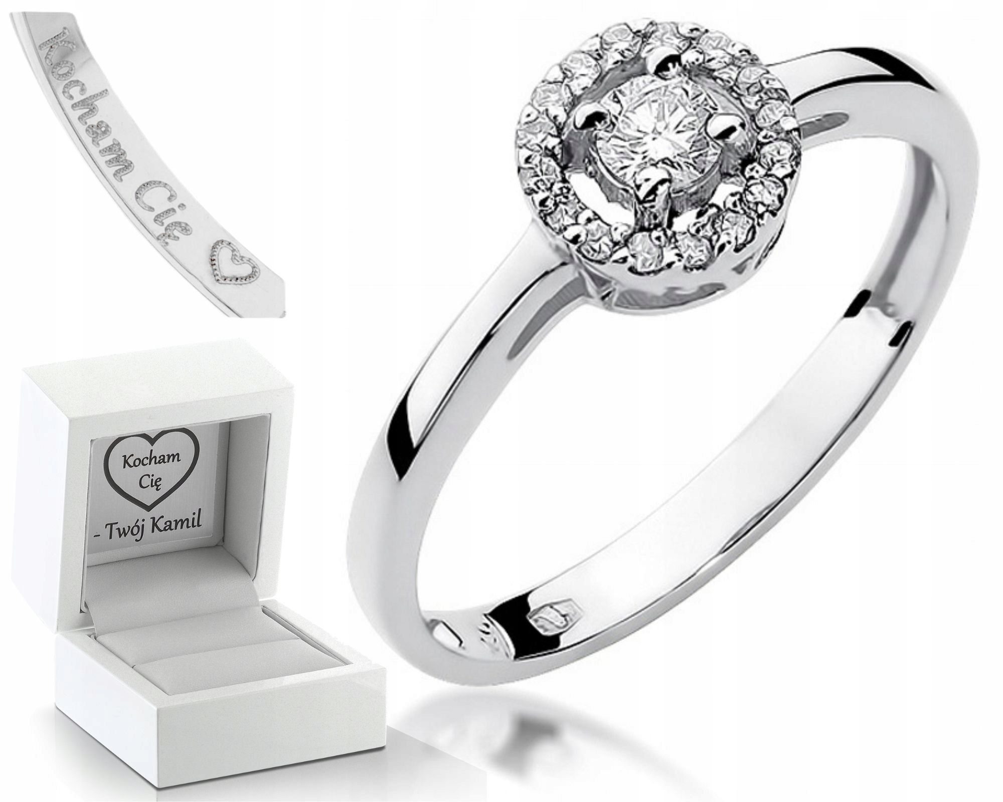 Prstýnek S Brilianty 0,20 Ct 0,585 Bílé Zásnubní Zlato Pro Ženu