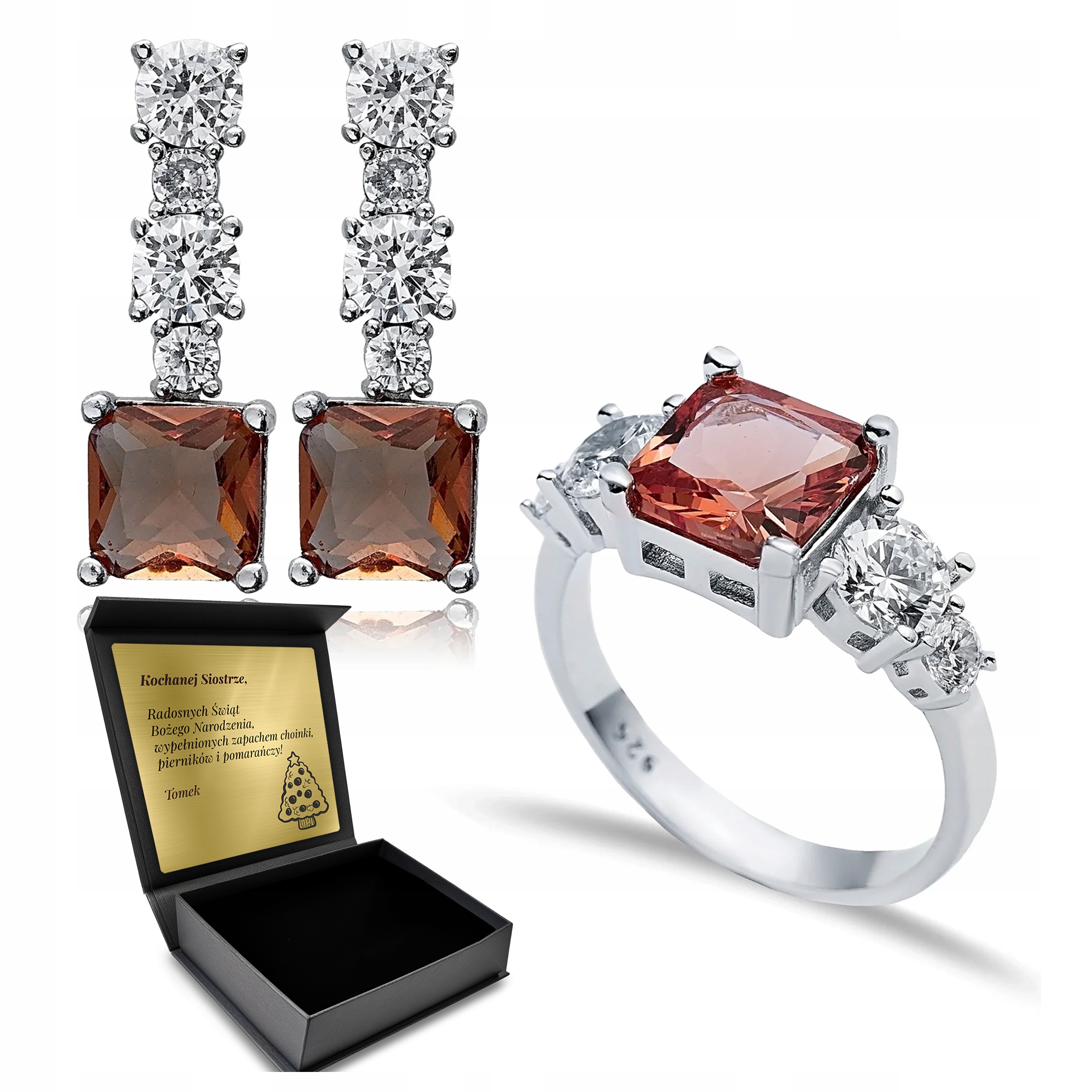 Sada Stříbrných Šperků 925 Zirkony Sultán Dárek pro ženu Gravírování