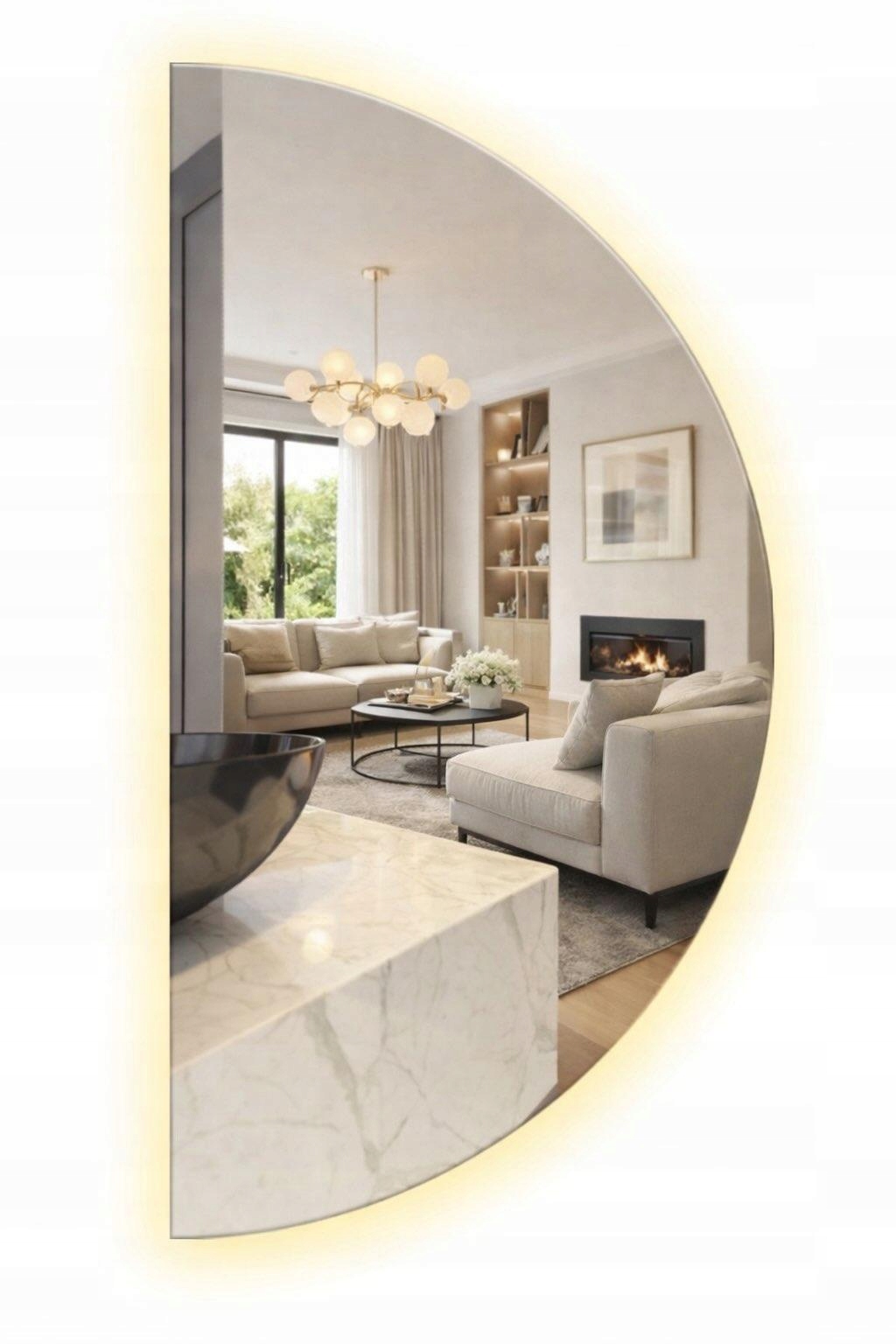 Polkruhové Zrkadlo Mesiac 120x60 Led Podsvietené