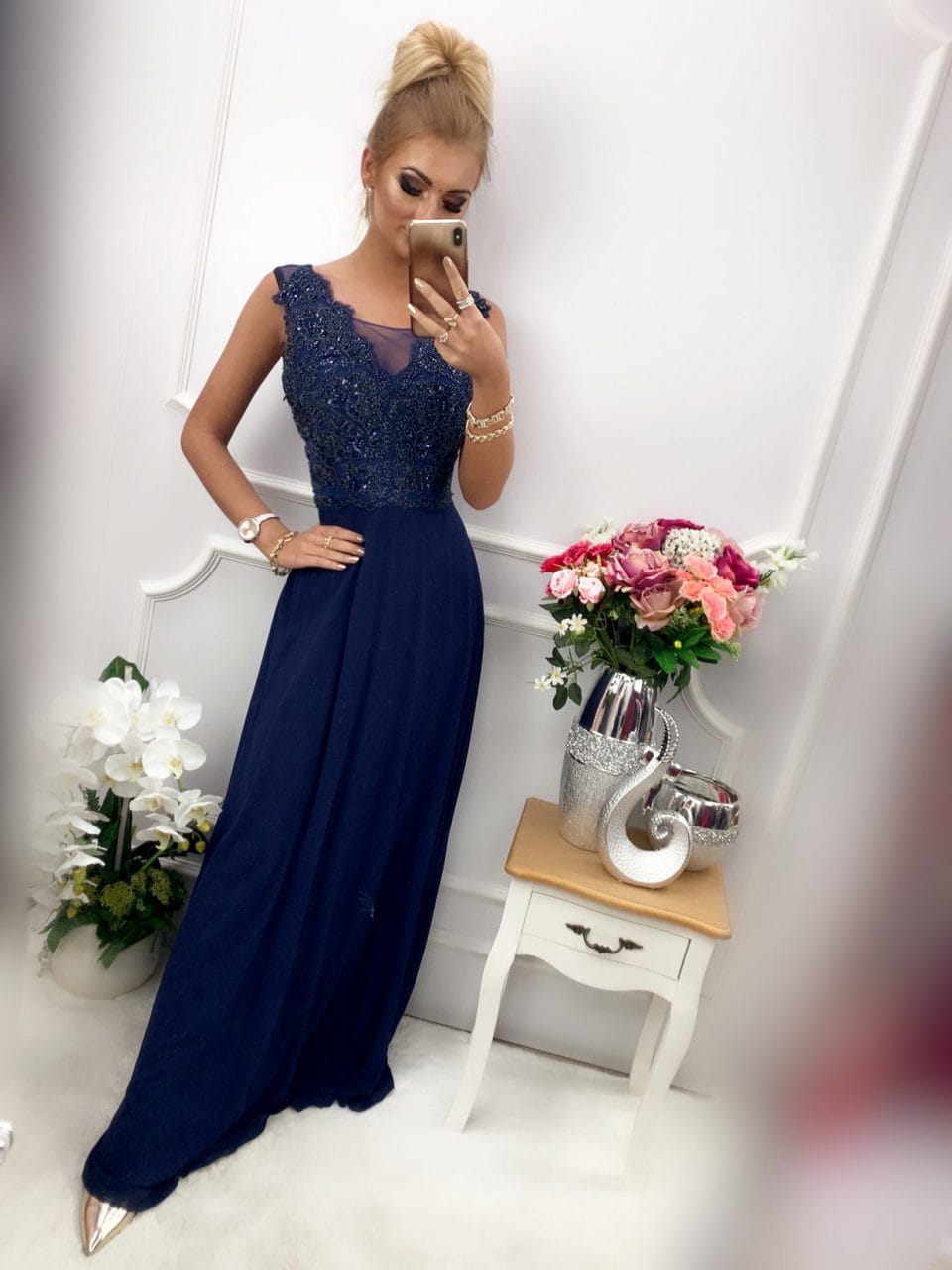 Šaty Na Svatební Hostinu Nicolett Dlouhé, Tmavě Modré, Velikost 42 XL