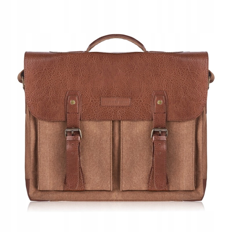 BRĄZOWA TORBA MĘSKA NA RAMIĘ ZE SKÓRY WEGAŃSKIEJ