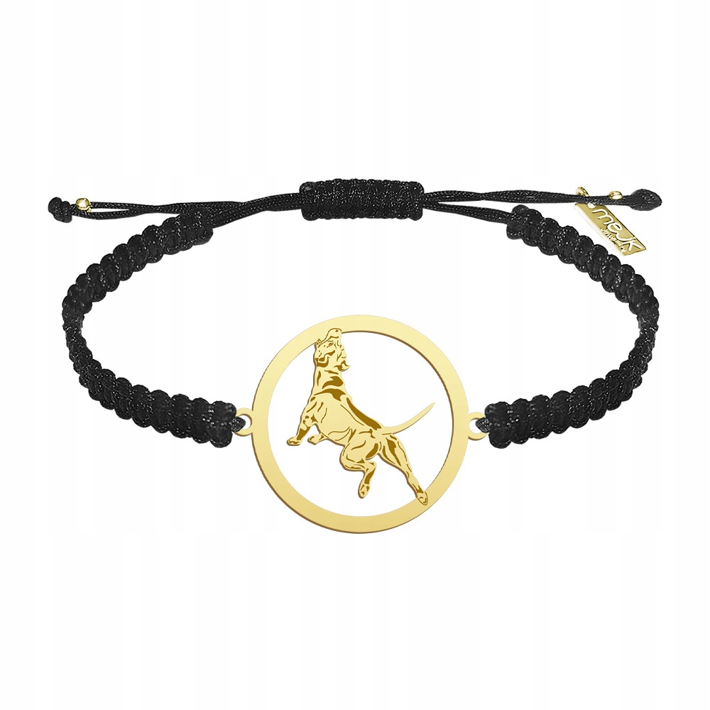 Zlatý náramek Pitbull 925 Makramé Šperky Dárek Gravírování Bonus