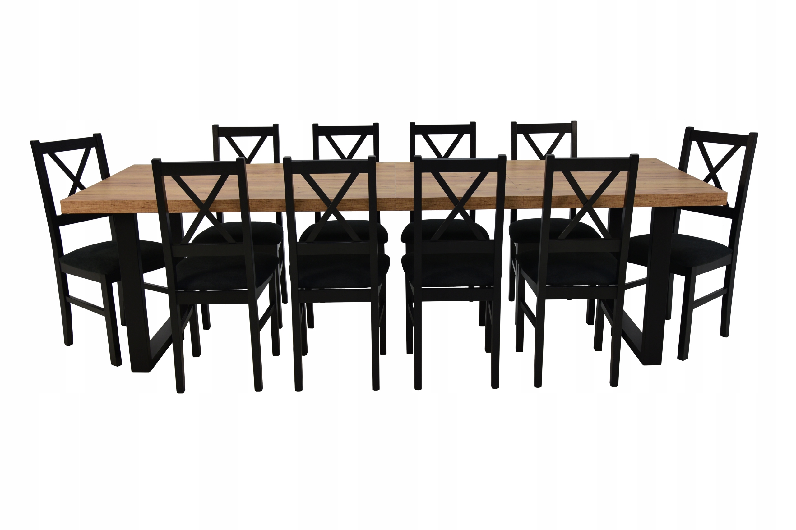 duży rozkładany stół i 10 krzeseł LOFT do salonu