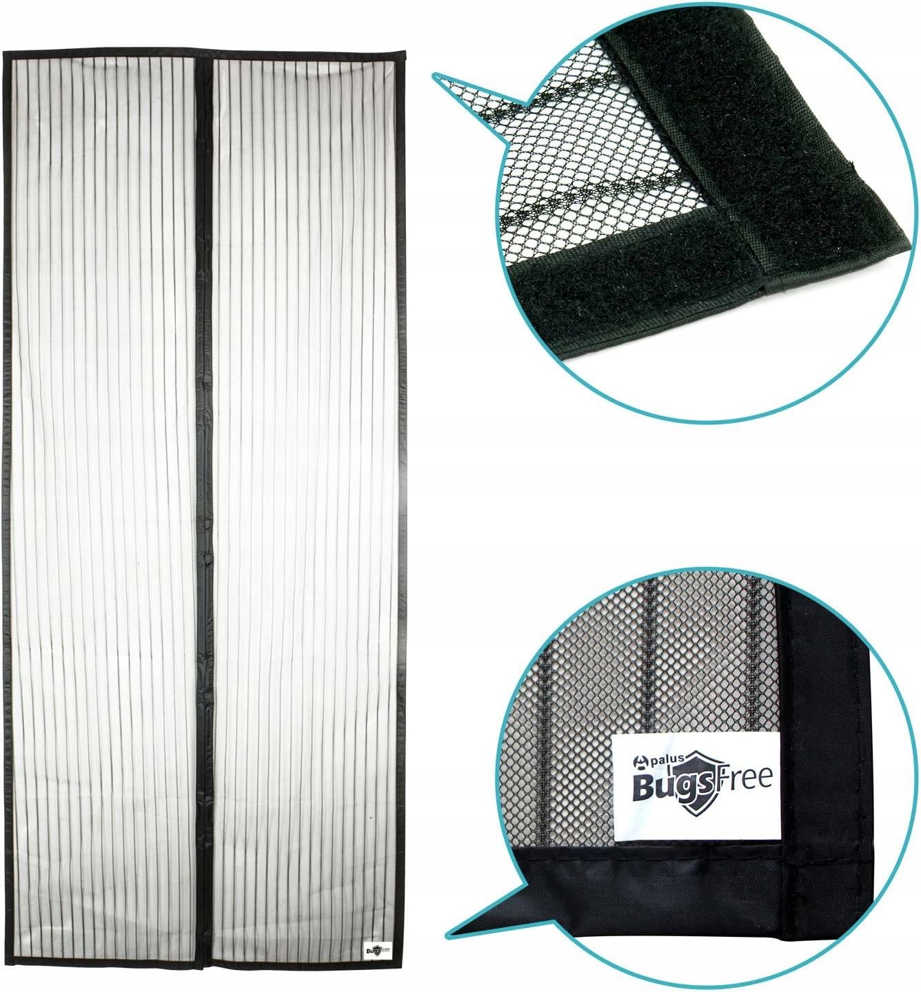 Moskitiera do drzwi 80 cm x 200 APALUS MAGNETYCZNA CZARNA ZASŁONA DO DRZWI Marka inna