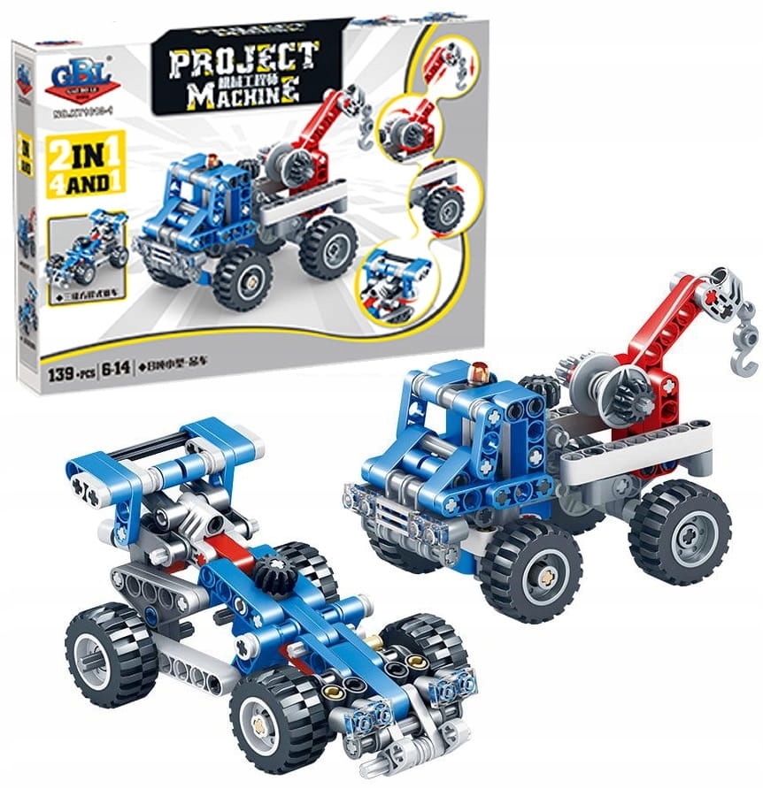 

Zestaw Klocki Konstrukcyjne 2W1 Autko Dźwig 139 El