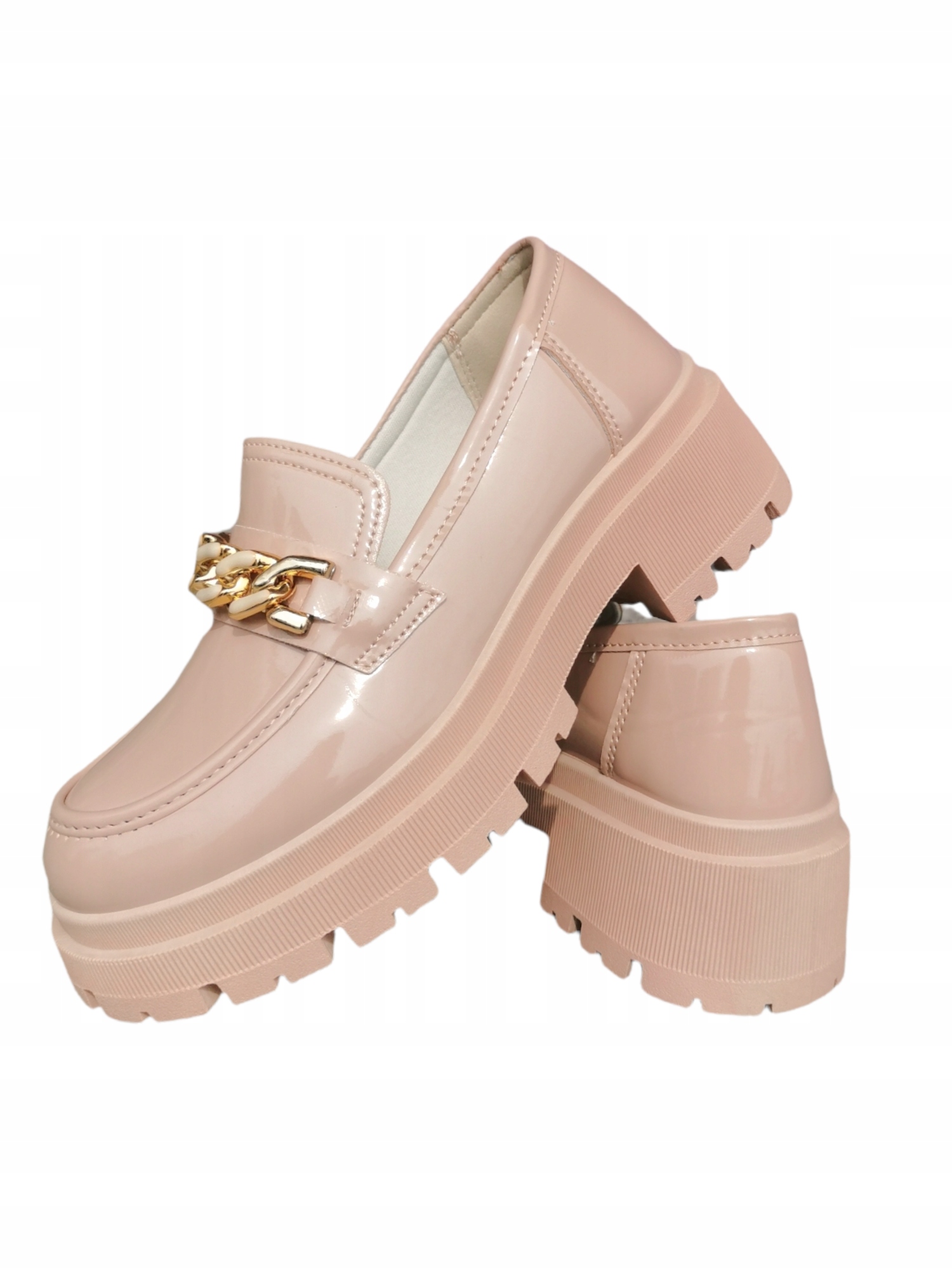 RÓŻOWE MOKASYNY LAKIEROWANE LOAFERSY 37 Kolekcja wiosna jesień