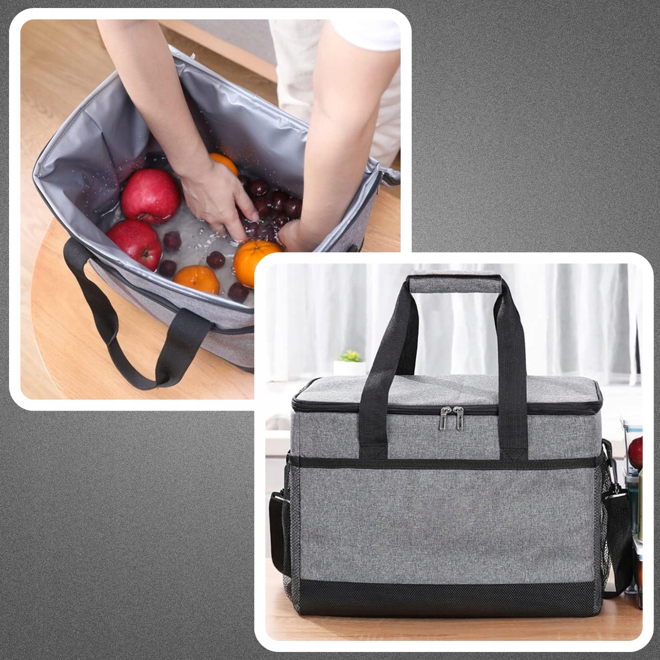 TORBA TERMICZNA TERMOIZOACYJNA TURYSTYCZNA PODRÓŻNA +2 WKŁADY CHŁODZĄCE 18L Szerokość produktu 35 cm