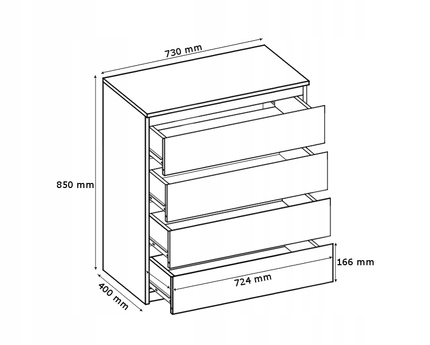 Komoda 70 cm 4 szuflady meble do sypialni BIAŁA Marka Lenart