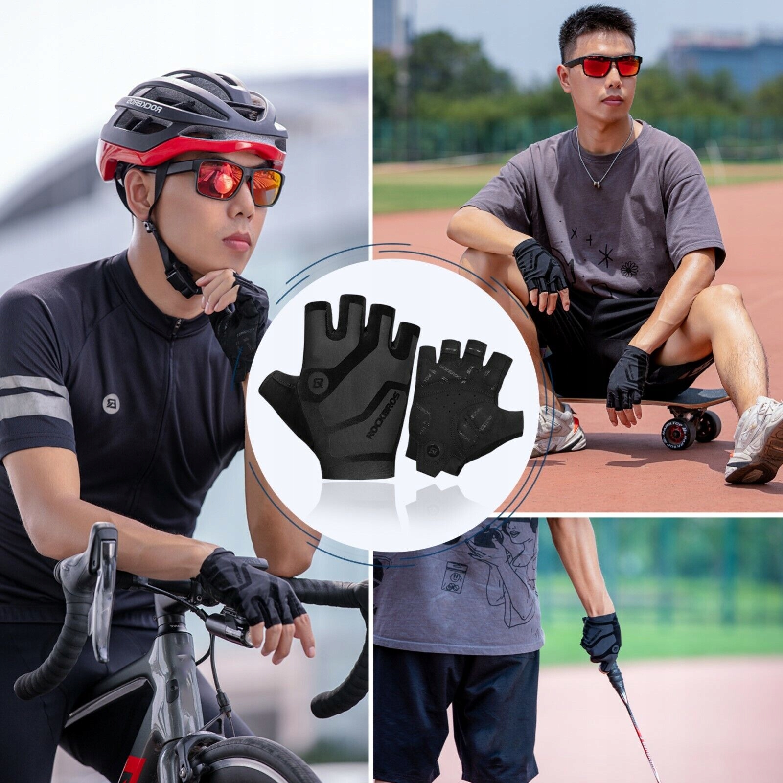 Rękawiczki na Rower MTB kolarstwo oddychające antypoślizg ROCKBROS S196BK L Typ Krótkie