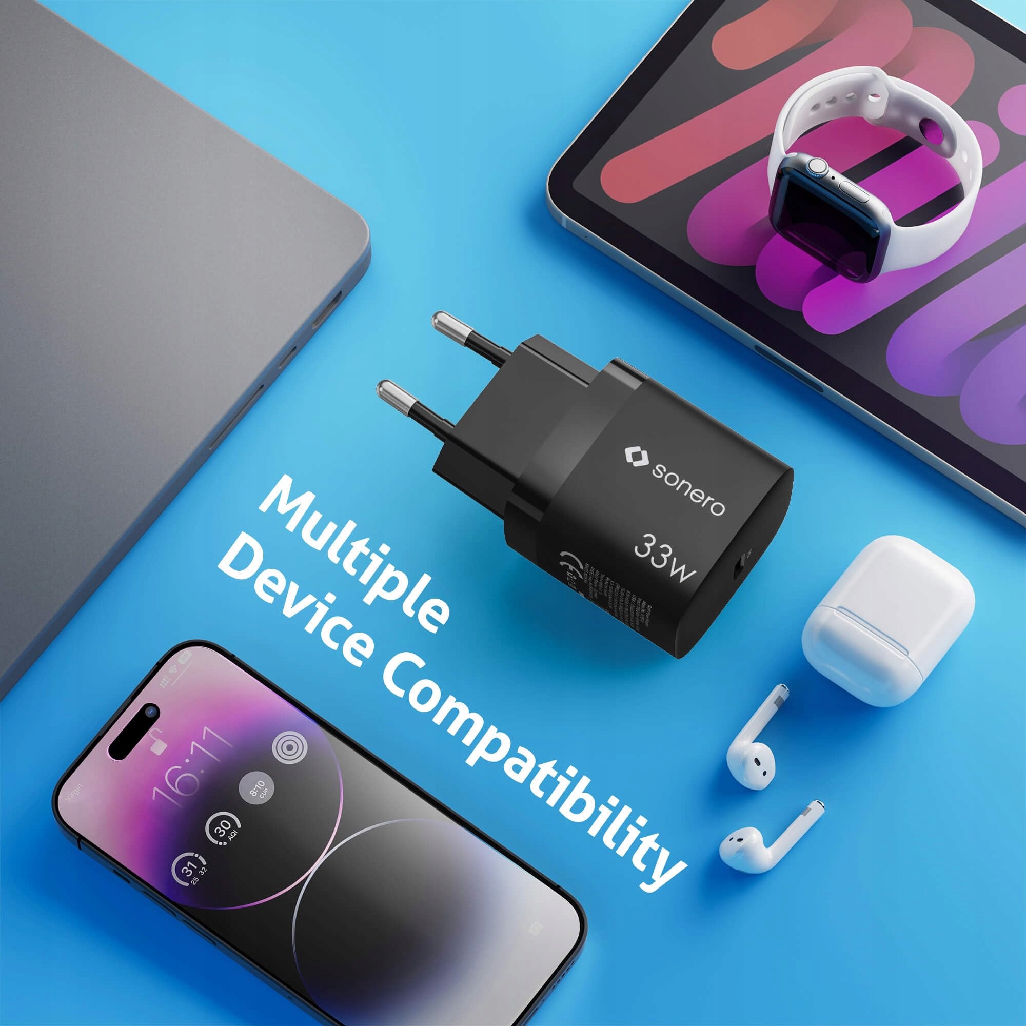 SONERO Ładowarka USB-C 33W GaN Szybkie Ładowanie Adapter USB Do Telefonu — miniatura 4