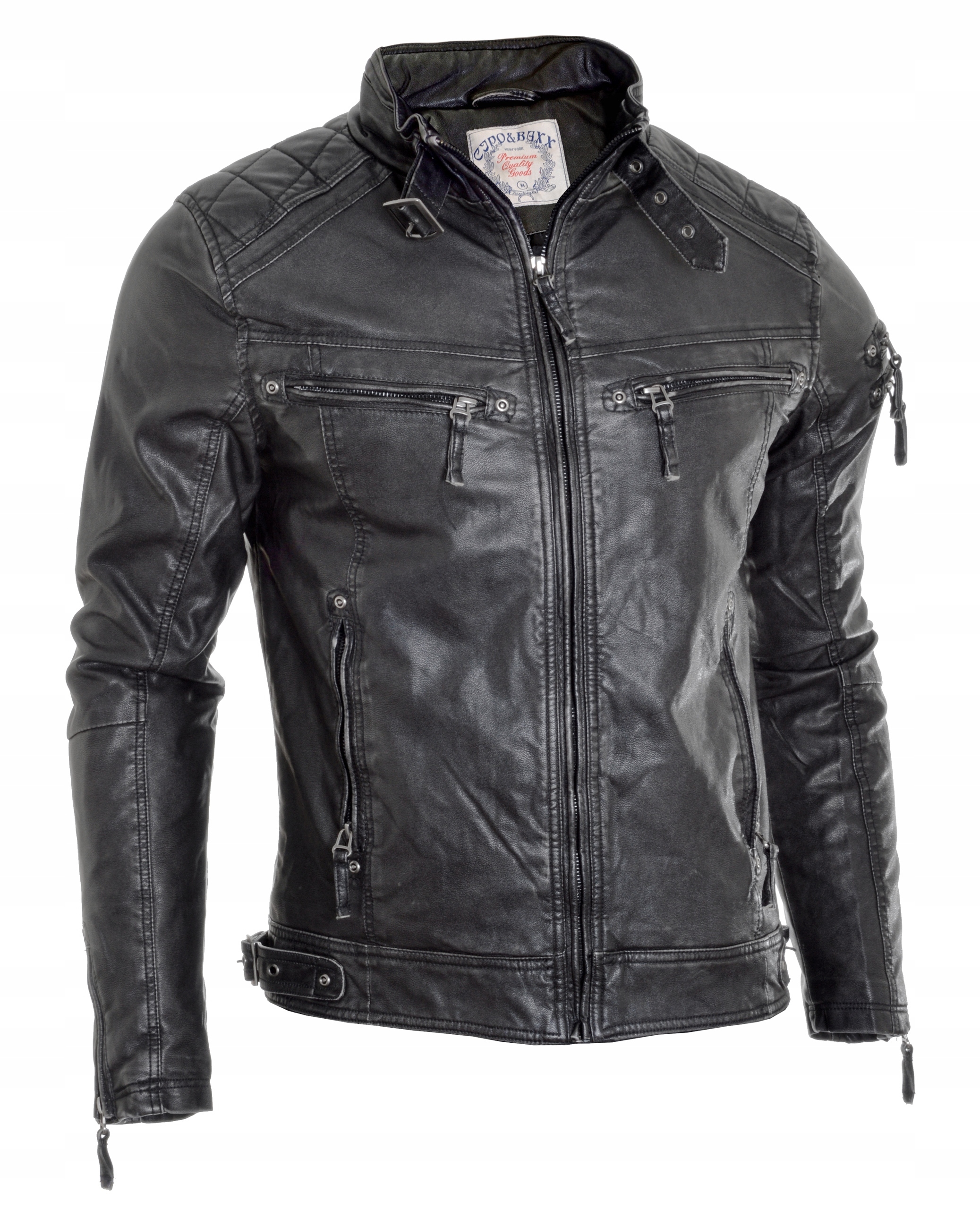 Pánská kožená bunda Cipo Baxx Biker Motor Skull