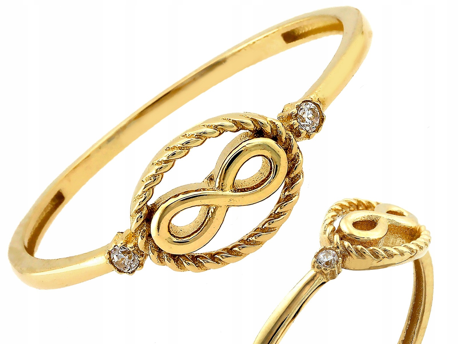 Prstýnek 585 s zirkony, oválný vzor, nekonečno, dámský r14